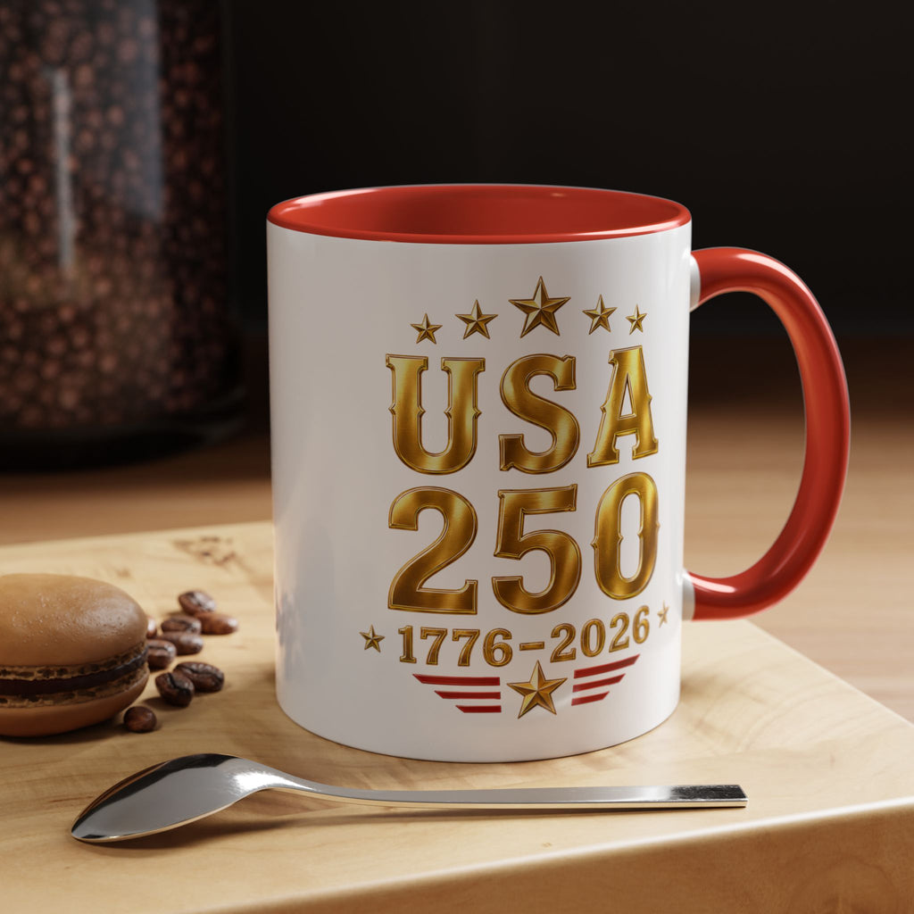 USA 250th Anniversary Coffee Mug – 1776–2026 Patriotic Accent Mug