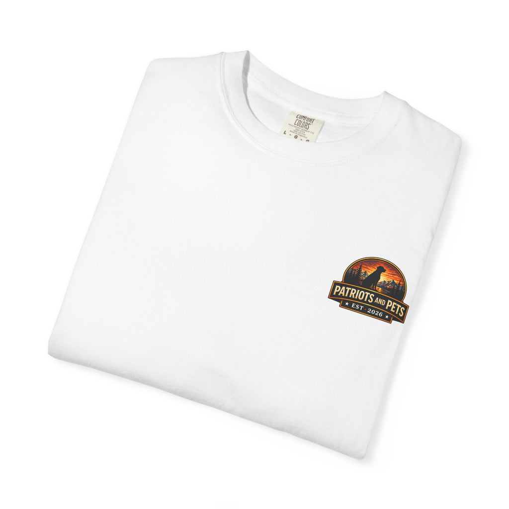 Patriots and Pets T-Shirt – 1776–2026 American Flag & Dog Tribute Tee