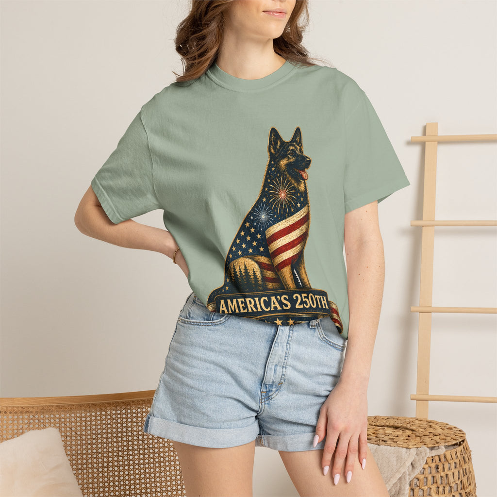 America's 250th German Shepherd T‑Shirt — 1776–2026 Patriotic Dog Tee
