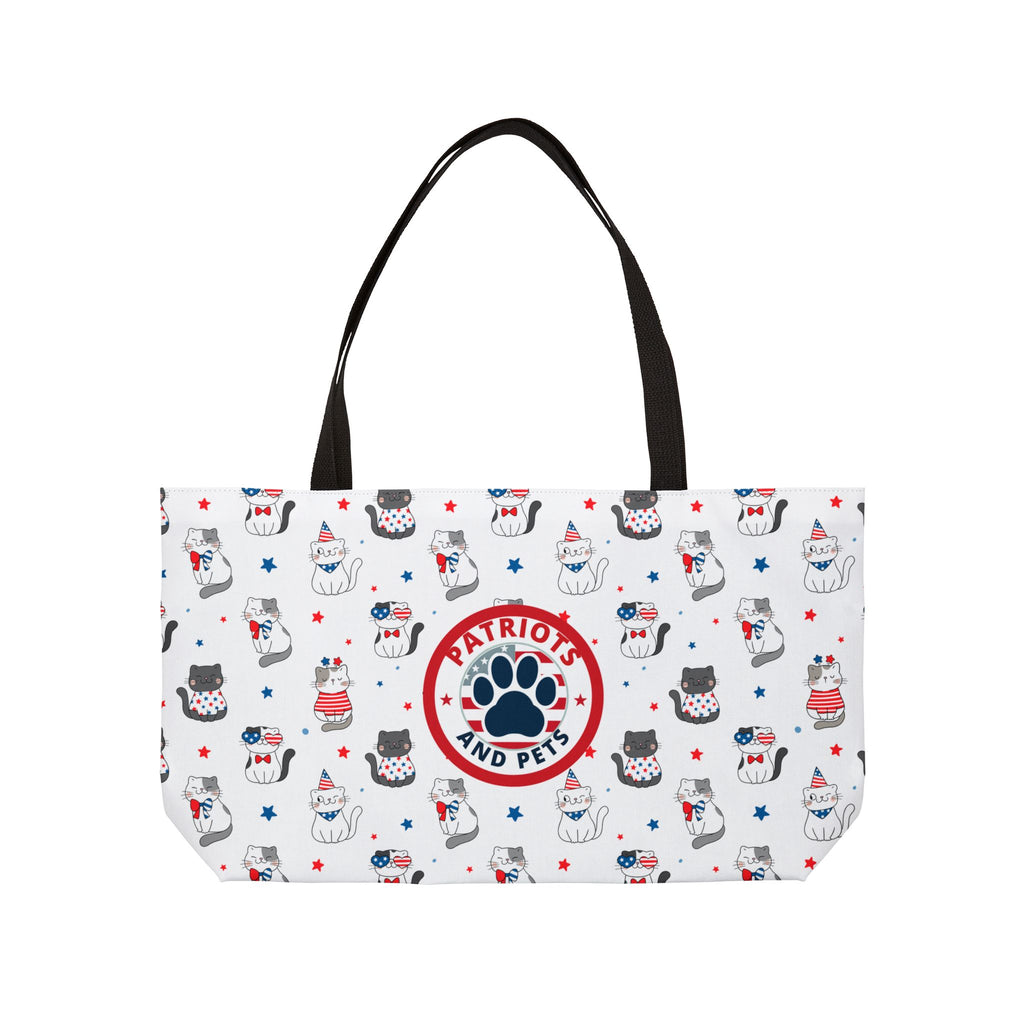 Patriots and Pets Weekender Tote — 4th of July Cat Print Beach Bag