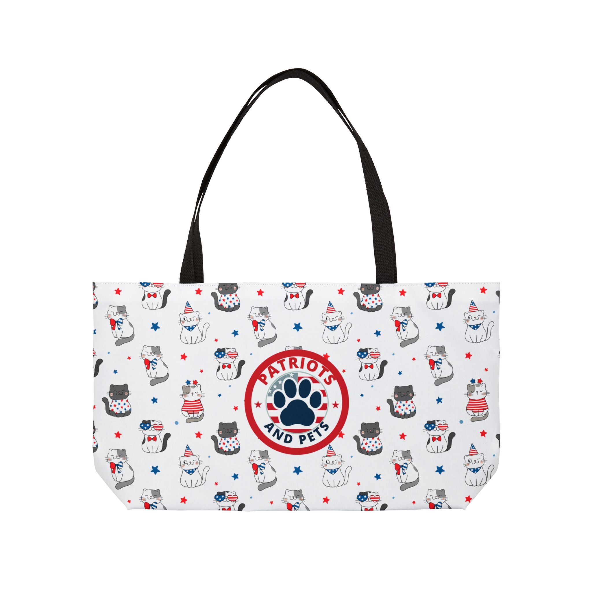 Patriots and Pets Weekender Tote — 4th of July Cat Print Beach Bag