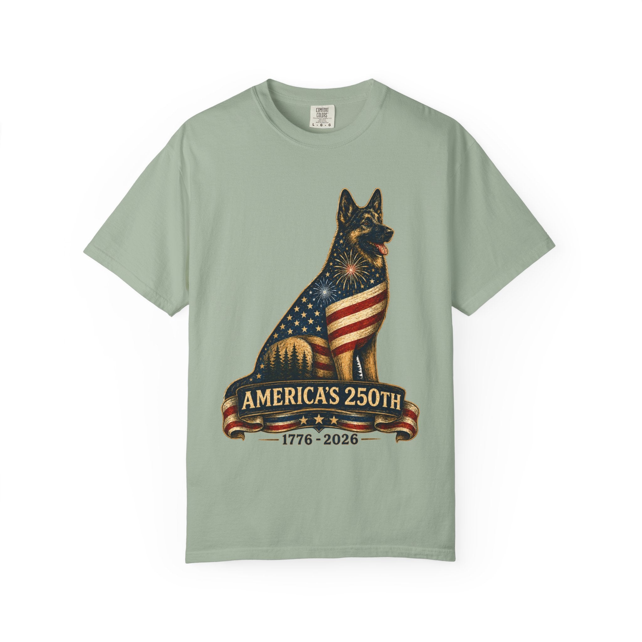 America's 250th German Shepherd T‑Shirt — 1776–2026 Patriotic Dog Tee