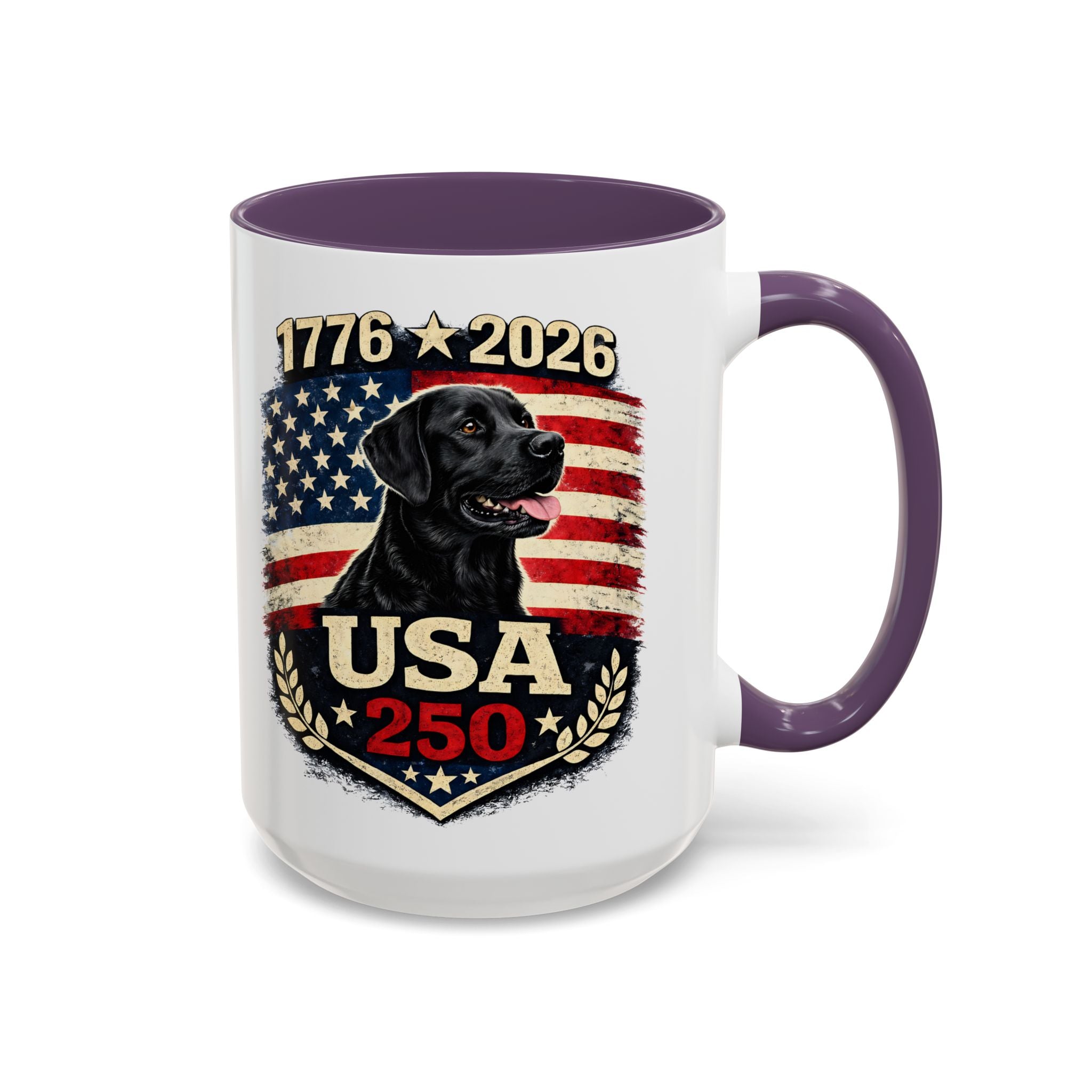USA 250 Black Lab Coffee Mug — 1776–2026 Patriotic 11/15oz Accent Mug