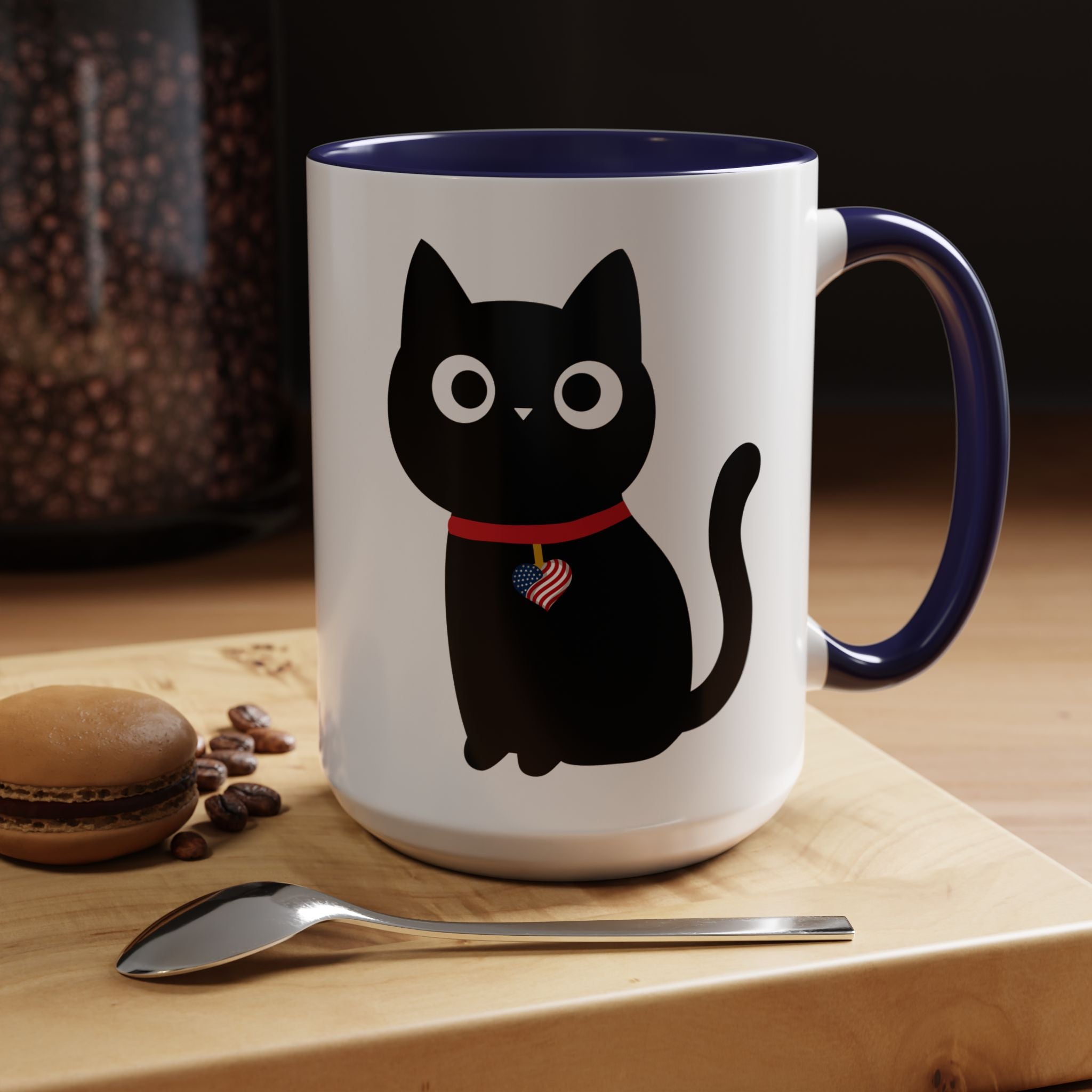 Patriotic Black Cat Accent Coffee Mug (11/15oz)