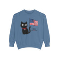 Patriotic Black Cat Sweatshirt — USA Flag 1776–2026