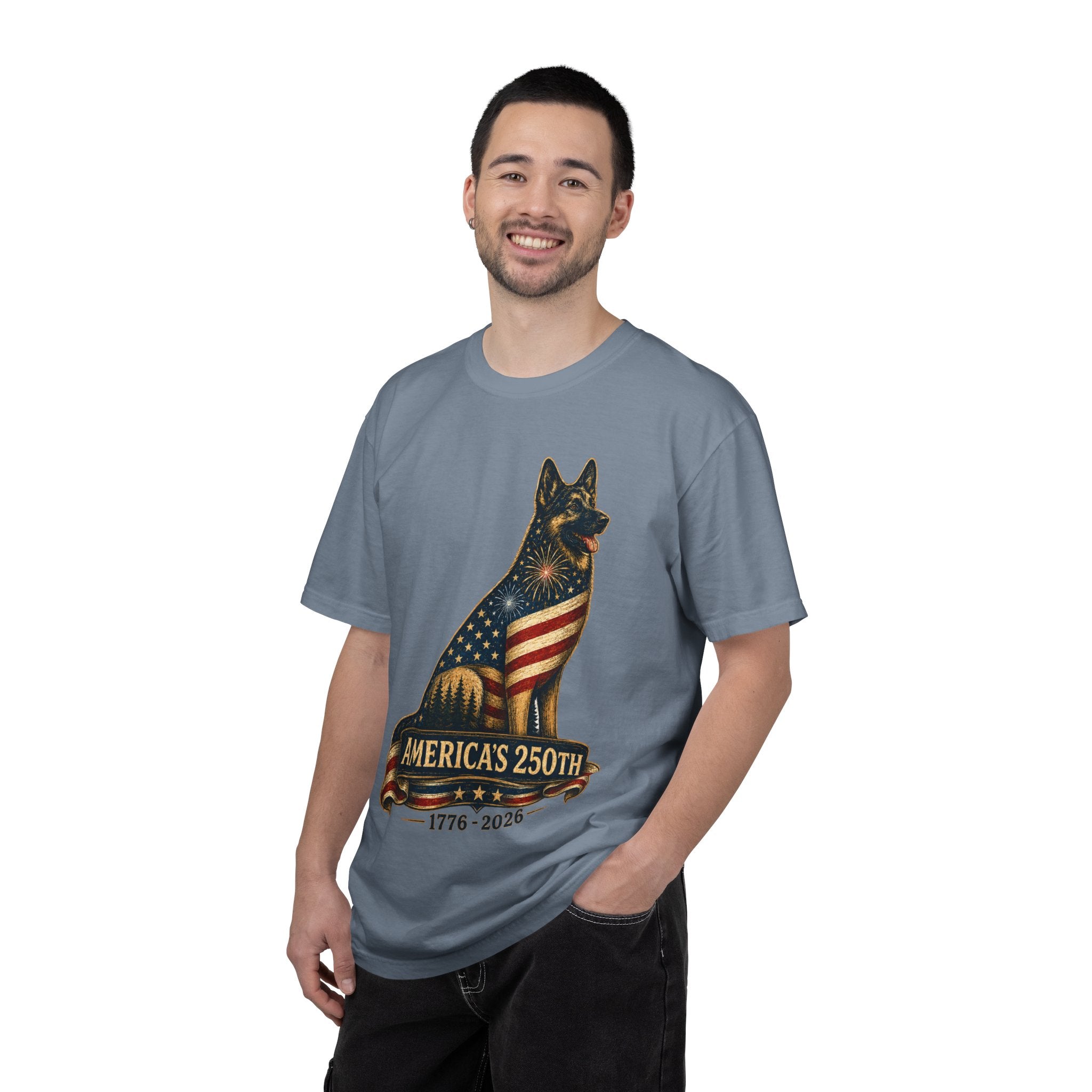 America's 250th German Shepherd T‑Shirt — 1776–2026 Patriotic Dog Tee