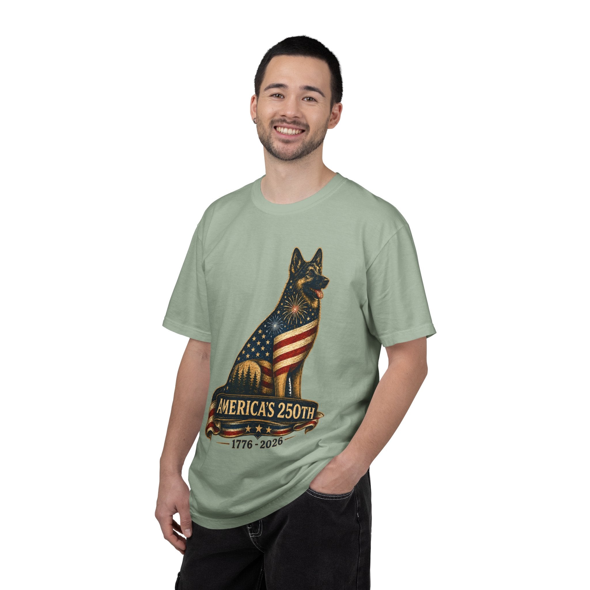 America's 250th German Shepherd T‑Shirt — 1776–2026 Patriotic Dog Tee