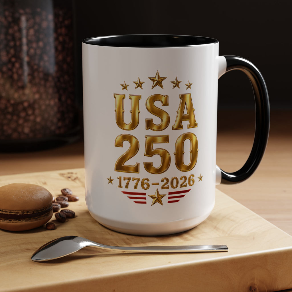 USA 250th Anniversary Coffee Mug – 1776–2026 Patriotic Accent Mug
