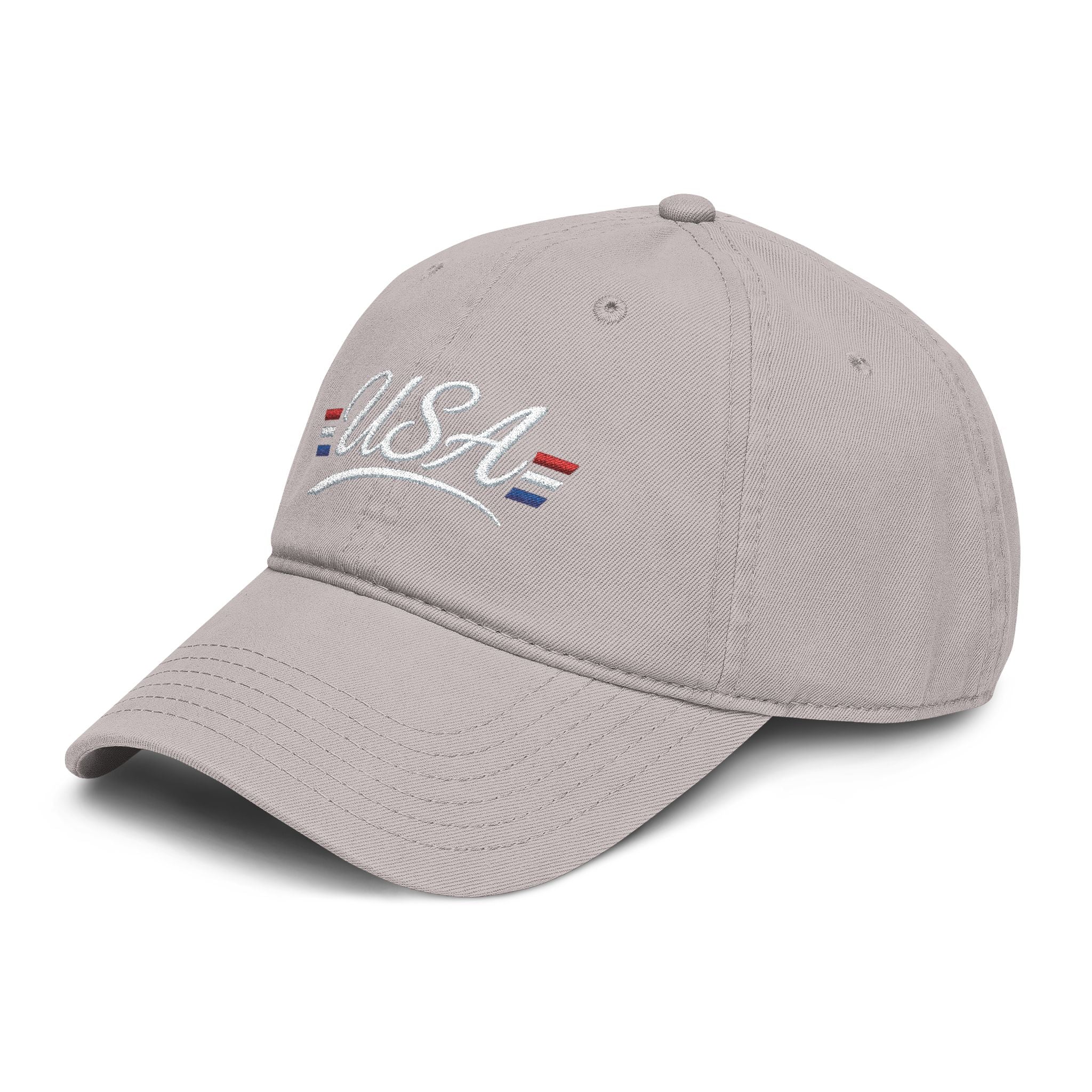 USA Patriotic Embroidered Baseball Cap — Vintage Washed