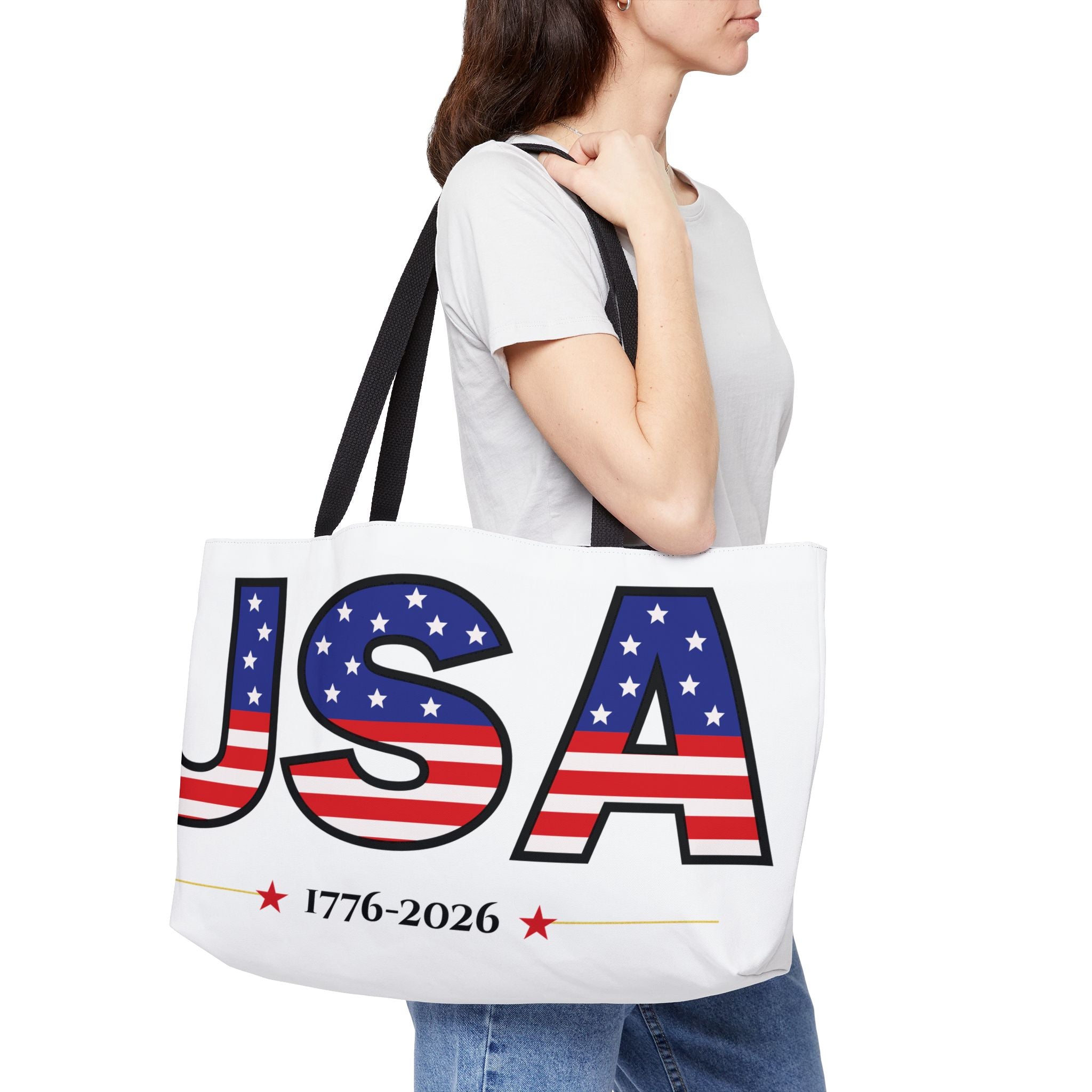 Weekender Tote Bag — USA 1776-2026 Patriotic American Flag Travel Tote