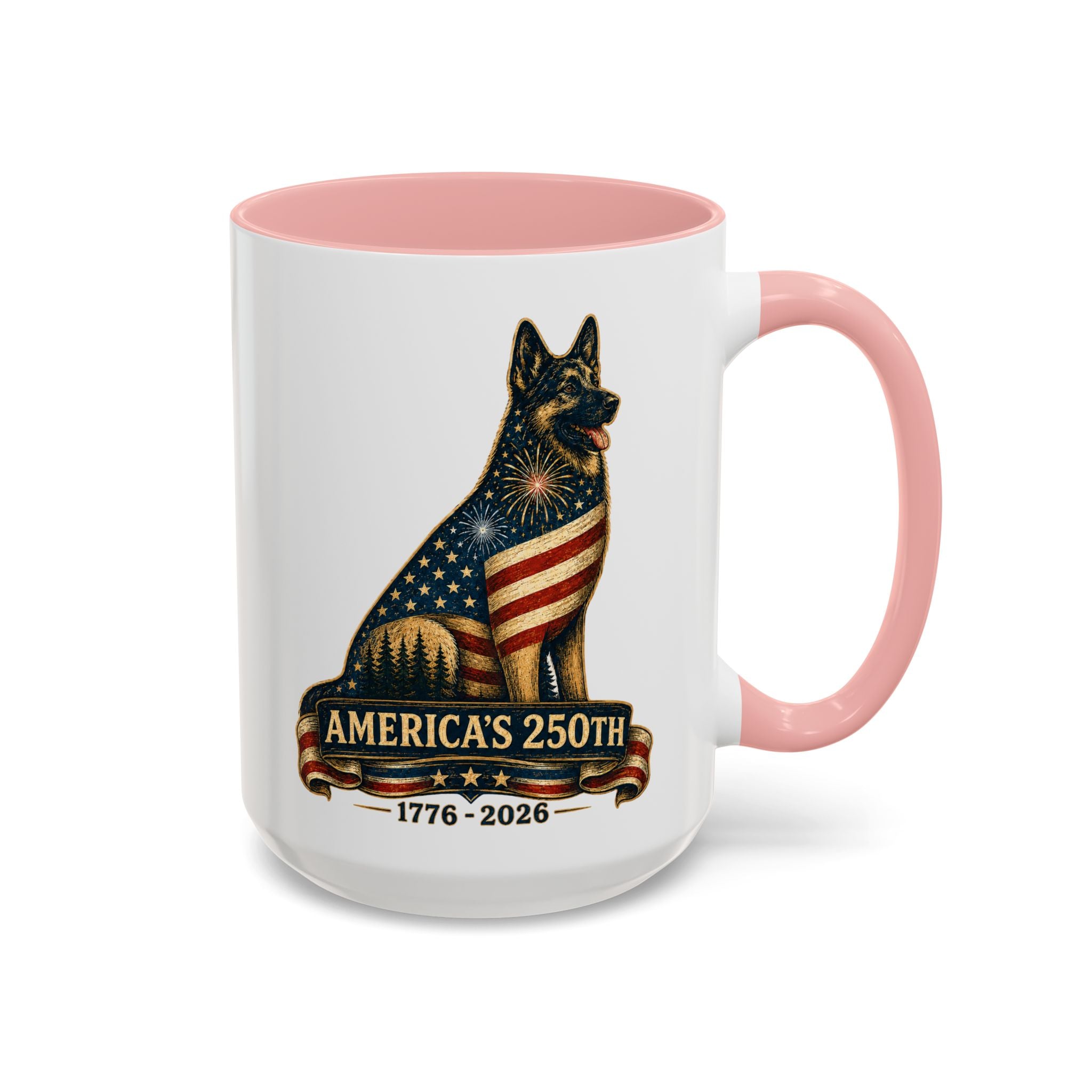 America 250 Patriotic German Shepherd Accent Coffee Mug (11/15oz)