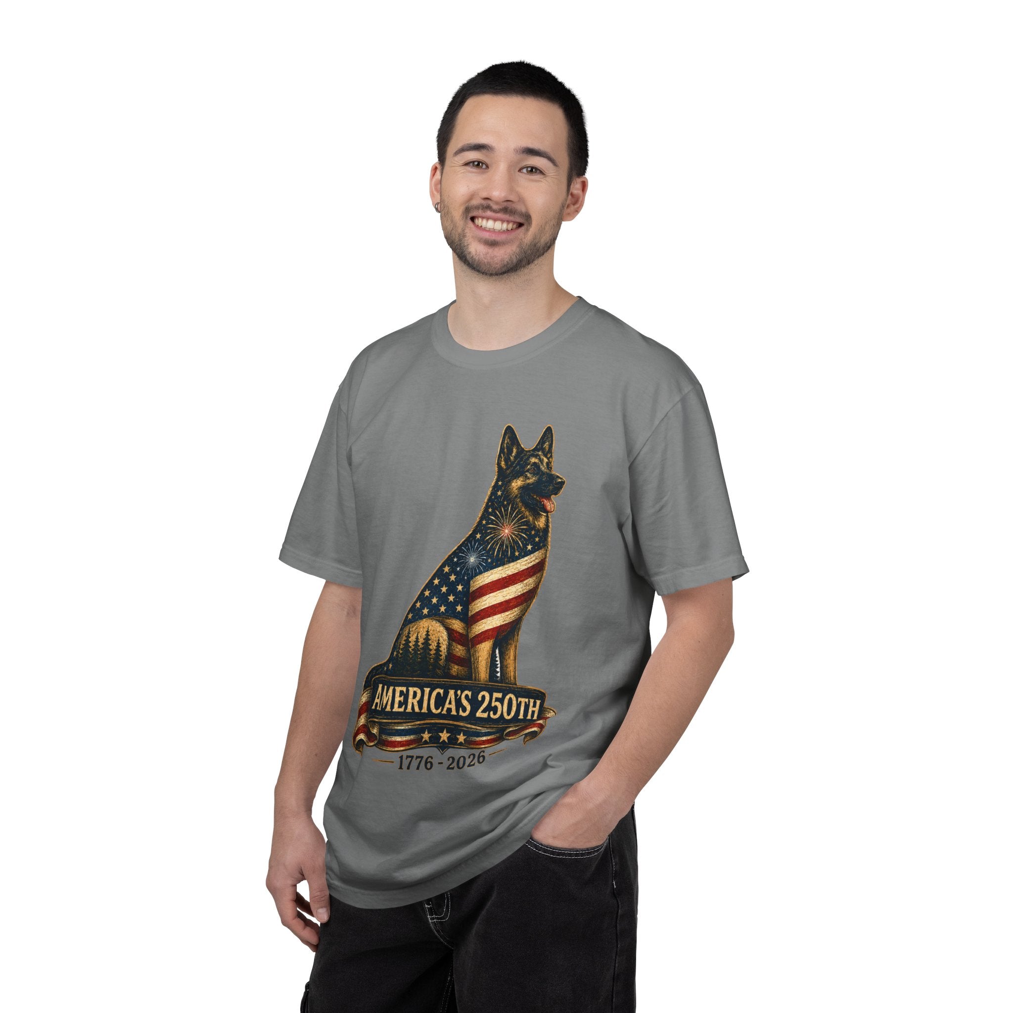 America's 250th German Shepherd T‑Shirt — 1776–2026 Patriotic Dog Tee