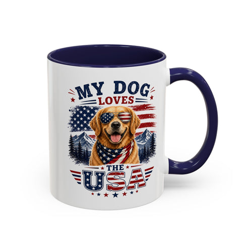 My Dog Loves the USA Accent Coffee Mug — Patriotic Dog Lover Gift