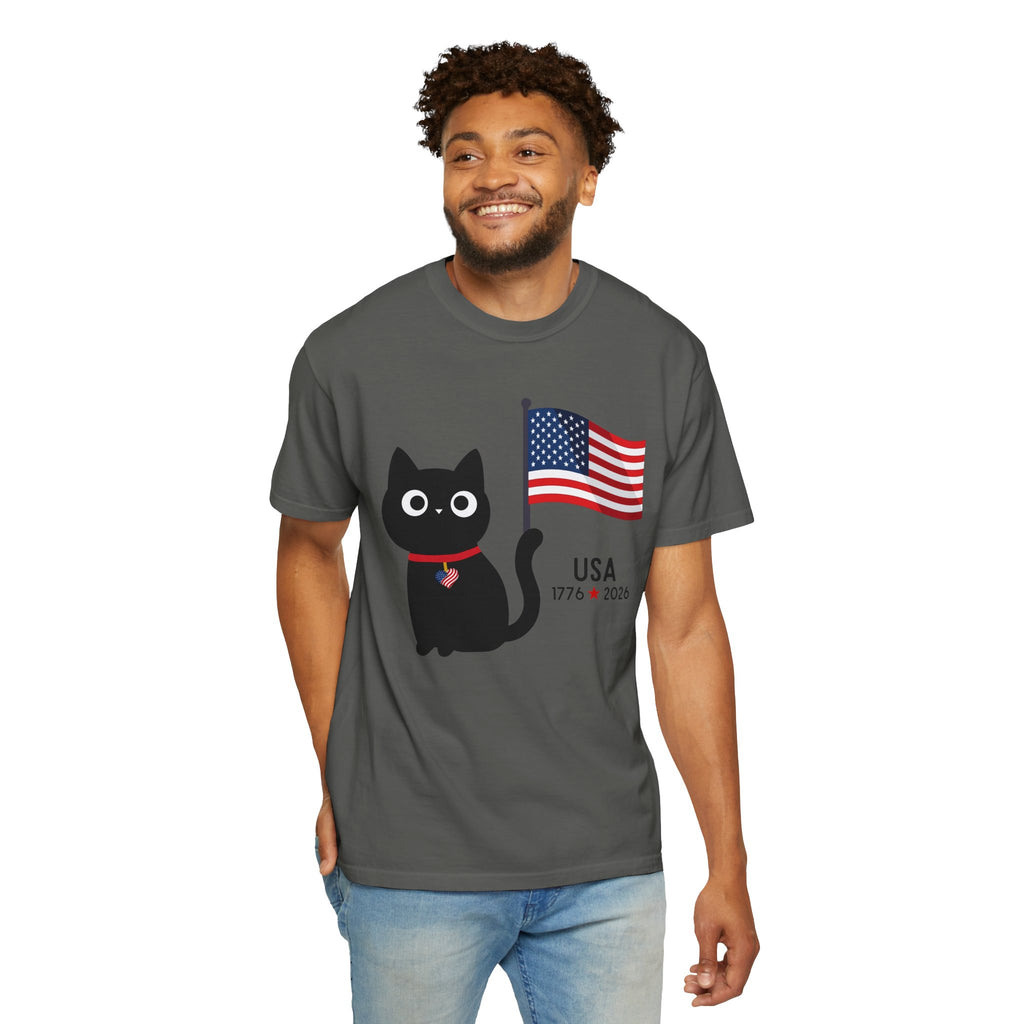 Patriotic Cat USA T-Shirt – 1776 • 2026 Flag Tee