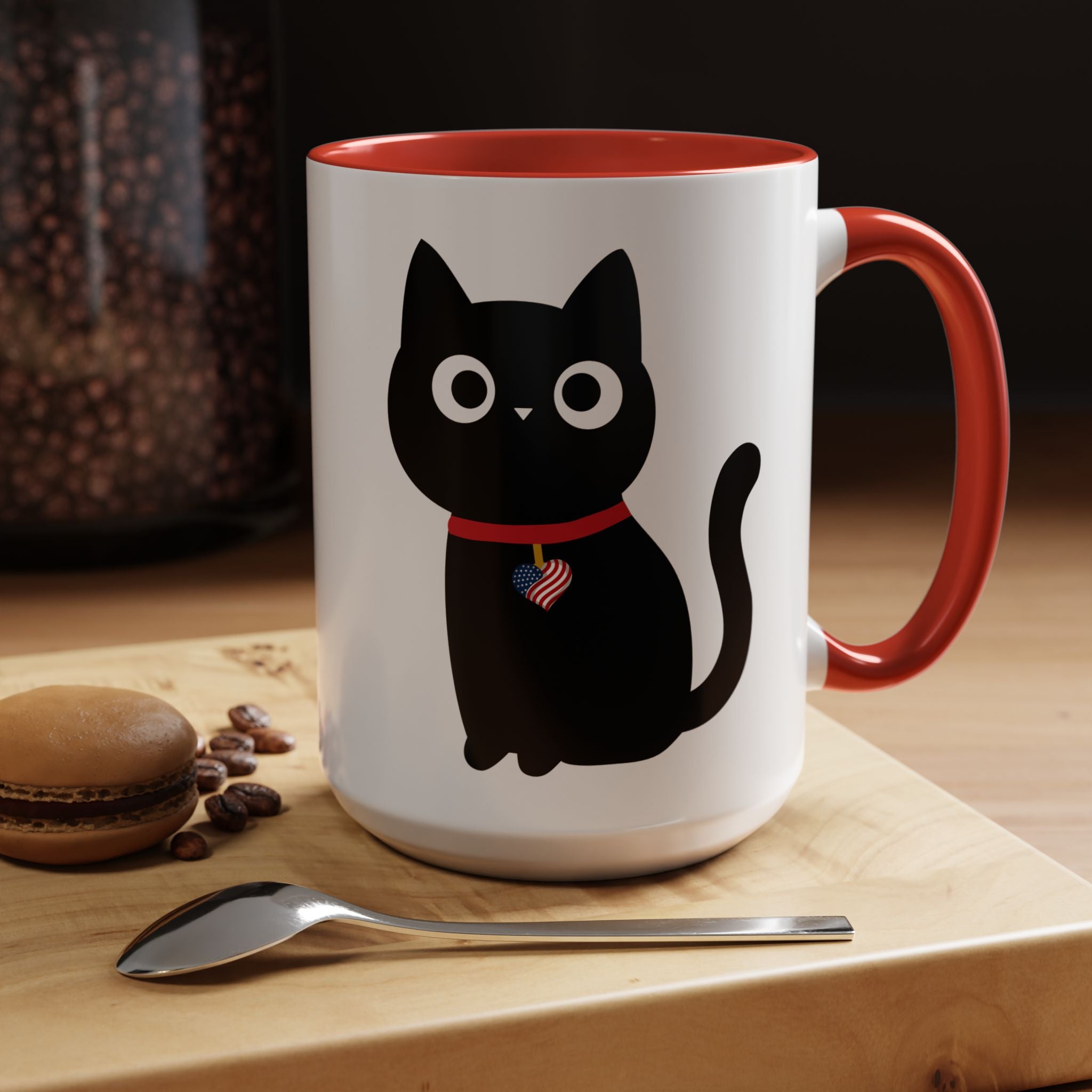 Patriotic Black Cat Accent Coffee Mug (11/15oz)