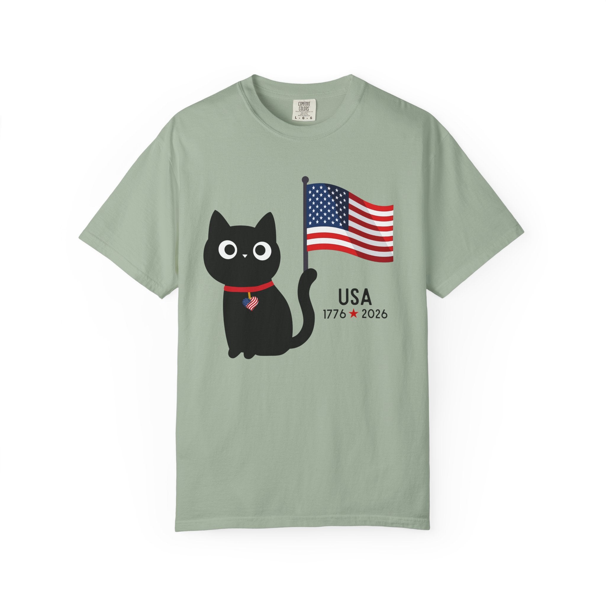 Patriotic Cat USA T-Shirt – 1776 • 2026 Flag Tee