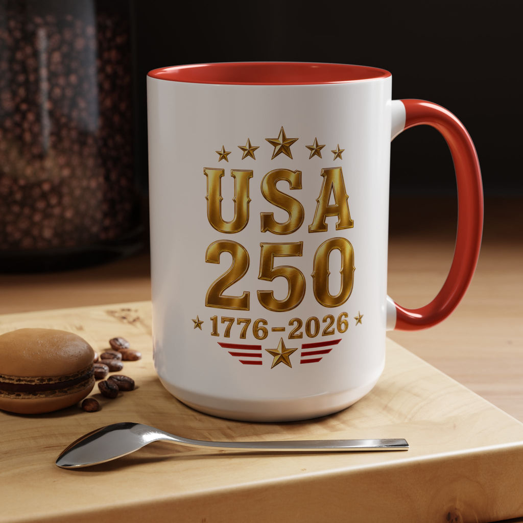 USA 250th Anniversary Coffee Mug – 1776–2026 Patriotic Accent Mug