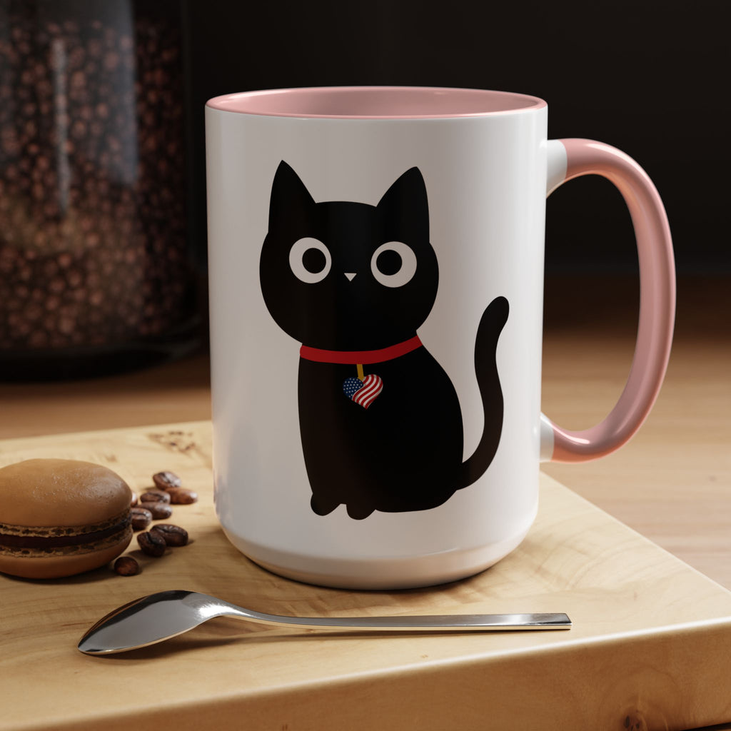 Patriotic Black Cat Accent Coffee Mug (11/15oz)