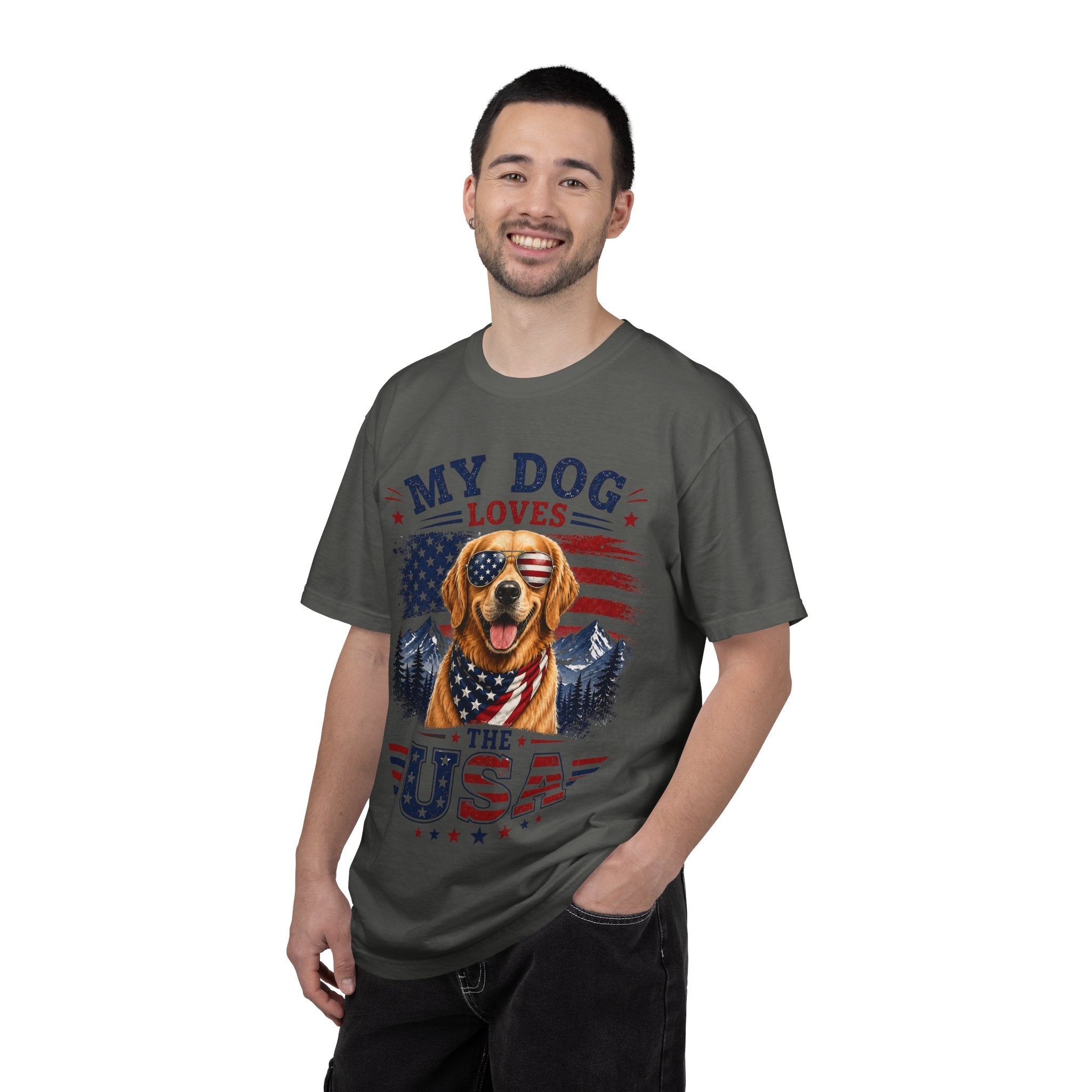 My Dog Loves the USA T-Shirt — Patriotic Golden Retriever Tee