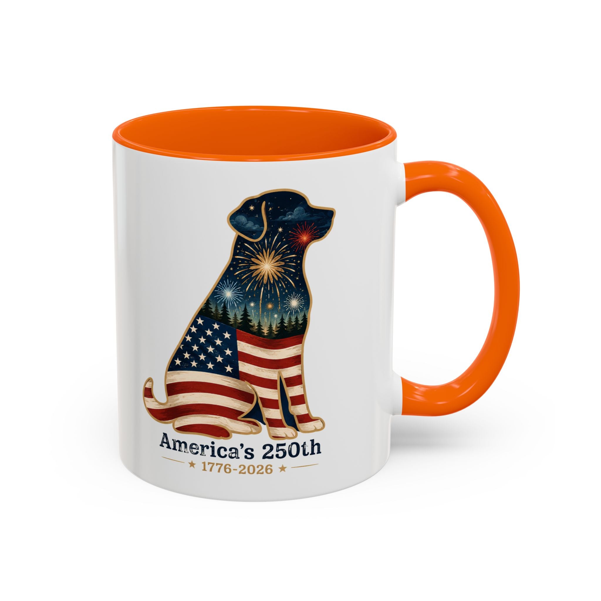 America's 250th Celebration Flag Dog Coffee Mug 11 oz