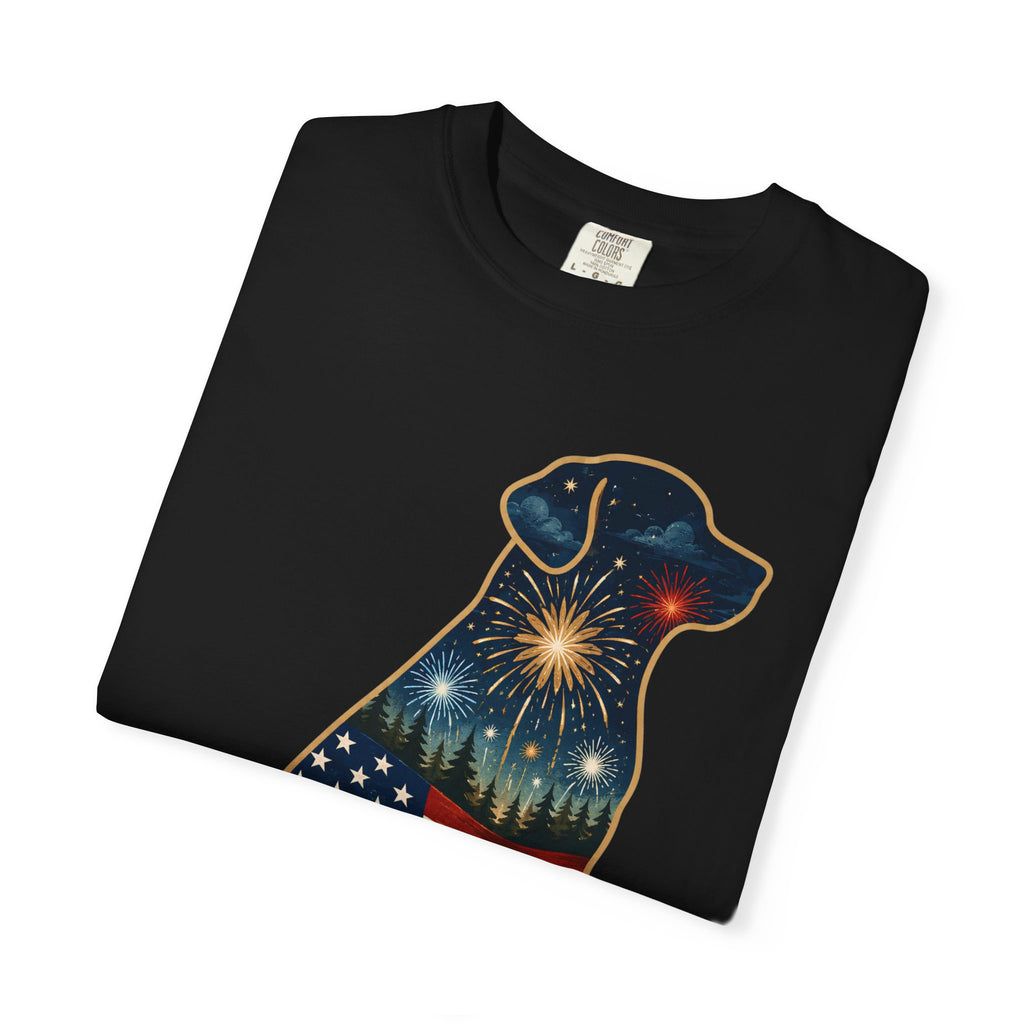 Patriotic Labrador T-Shirt — "America's 250th 1776–2026" Dog Flag Tee