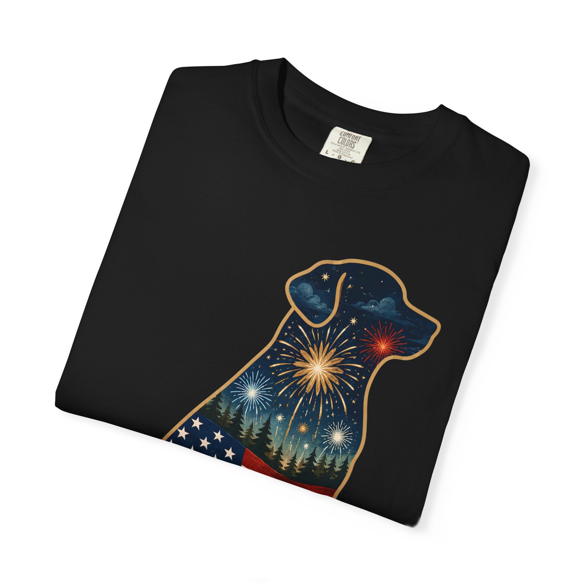 Patriotic Labrador T-Shirt — "America's 250th 1776–2026" Dog Flag Tee