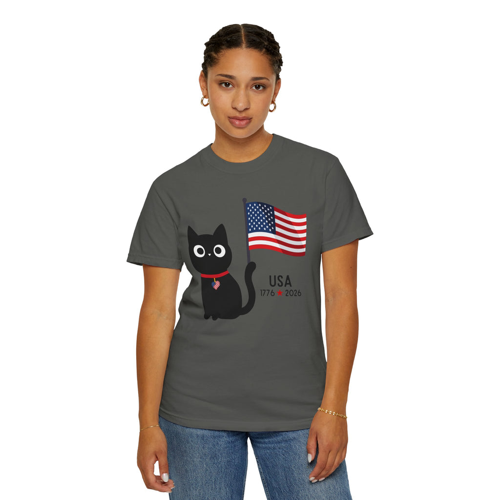 Patriotic Cat USA T-Shirt – 1776 • 2026 Flag Tee