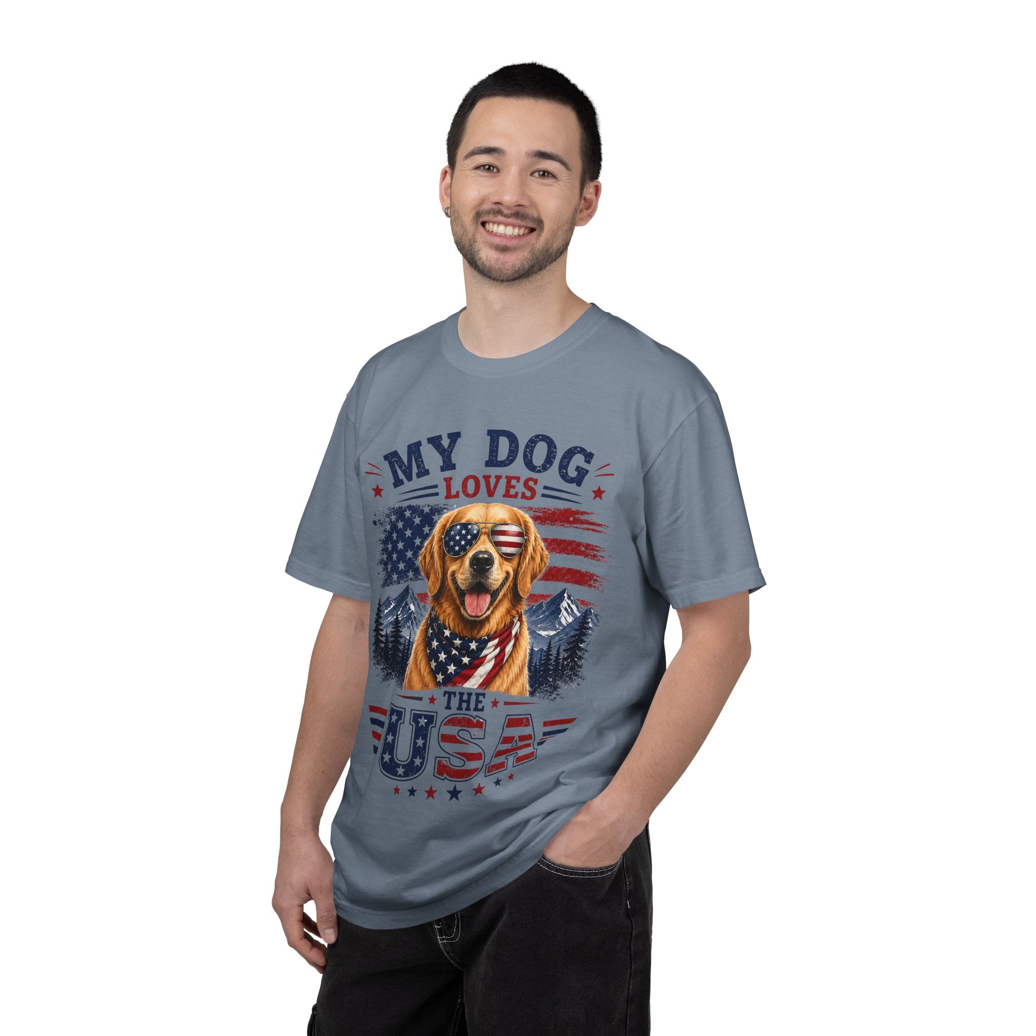 My Dog Loves the USA T-Shirt — Patriotic Golden Retriever Tee