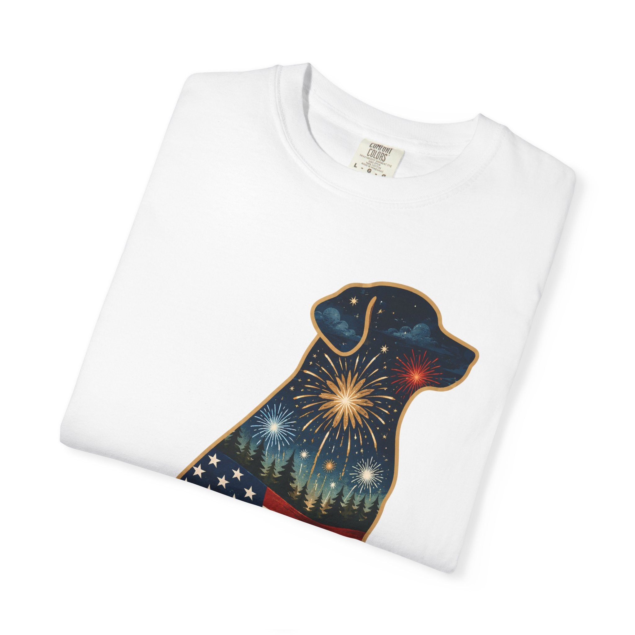 Patriotic Labrador T-Shirt — "America's 250th 1776–2026" Dog Flag Tee