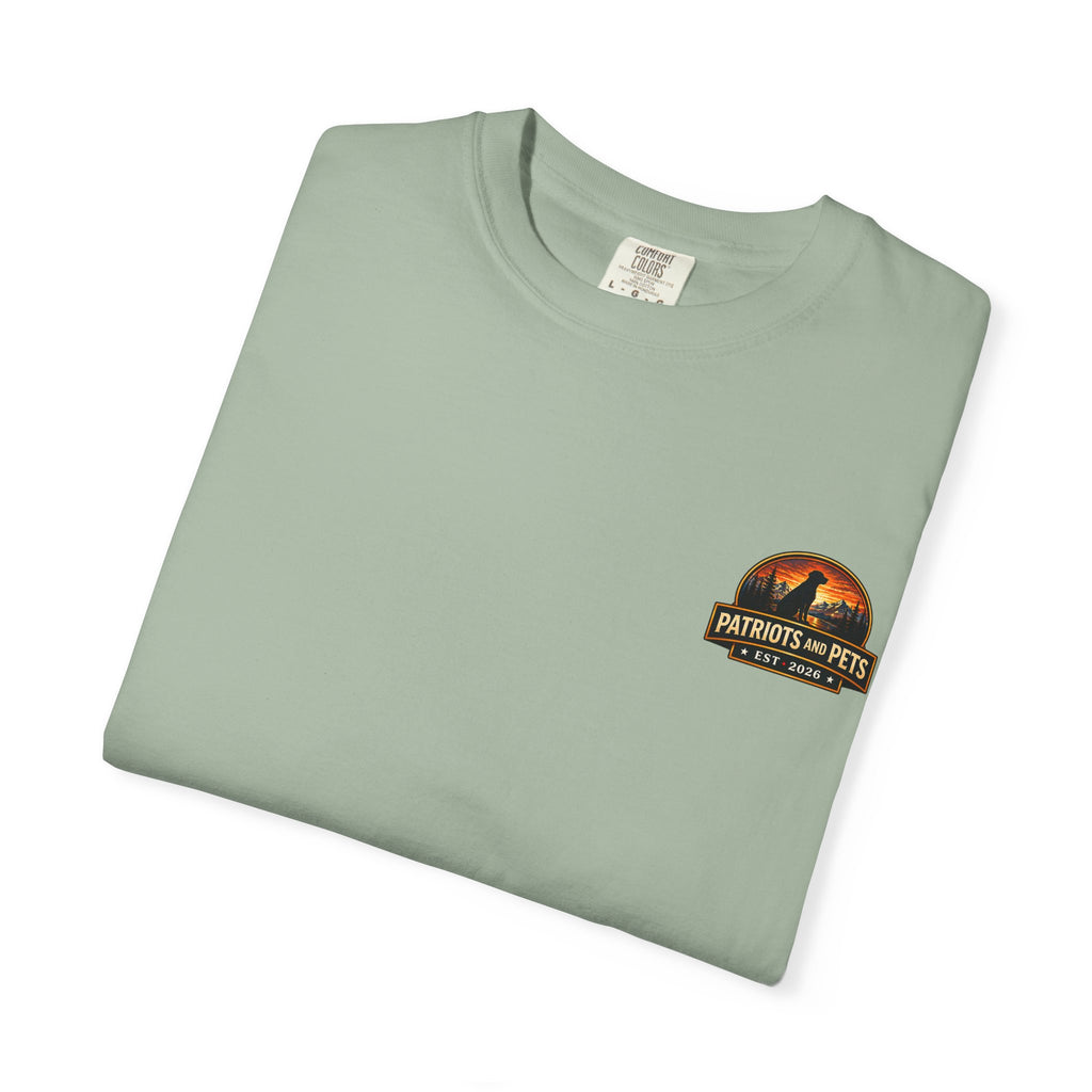 Patriots and Pets T-Shirt – 1776–2026 American Flag & Dog Tribute Tee