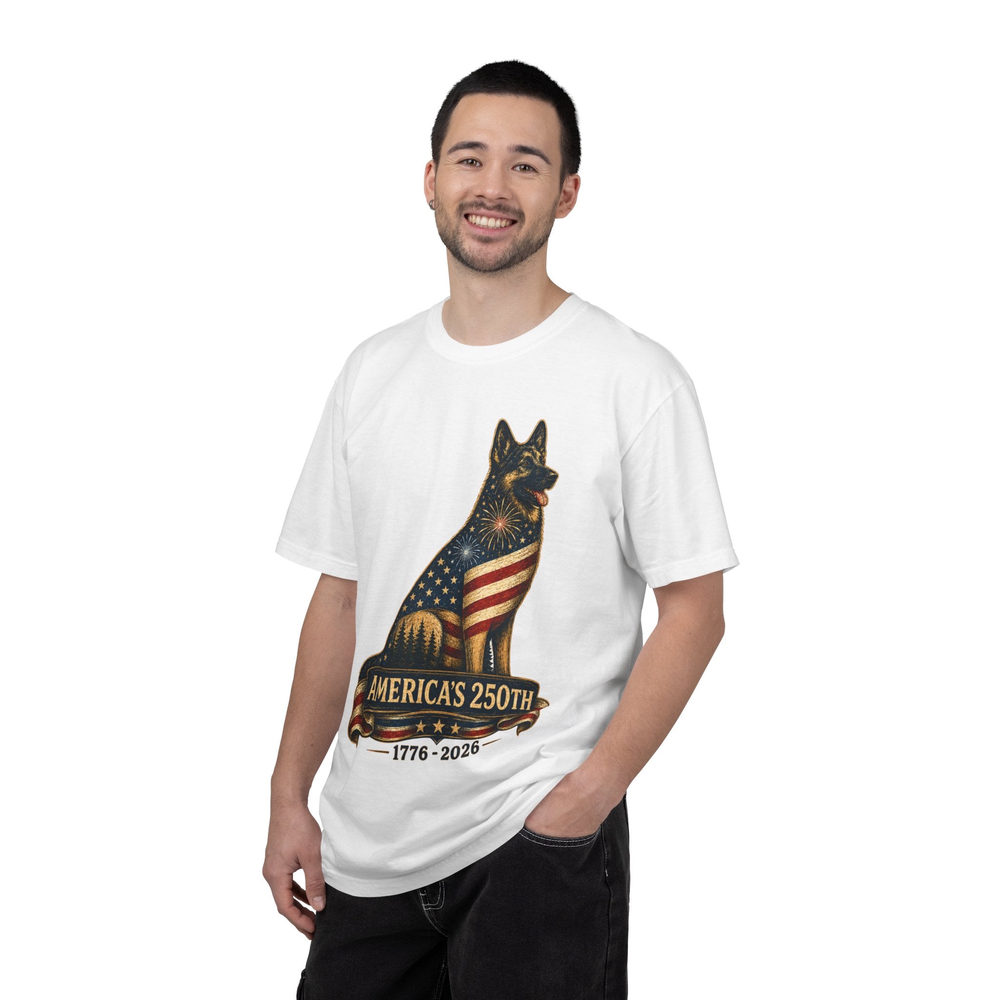 America's 250th German Shepherd T‑Shirt — 1776–2026 Patriotic Dog Tee