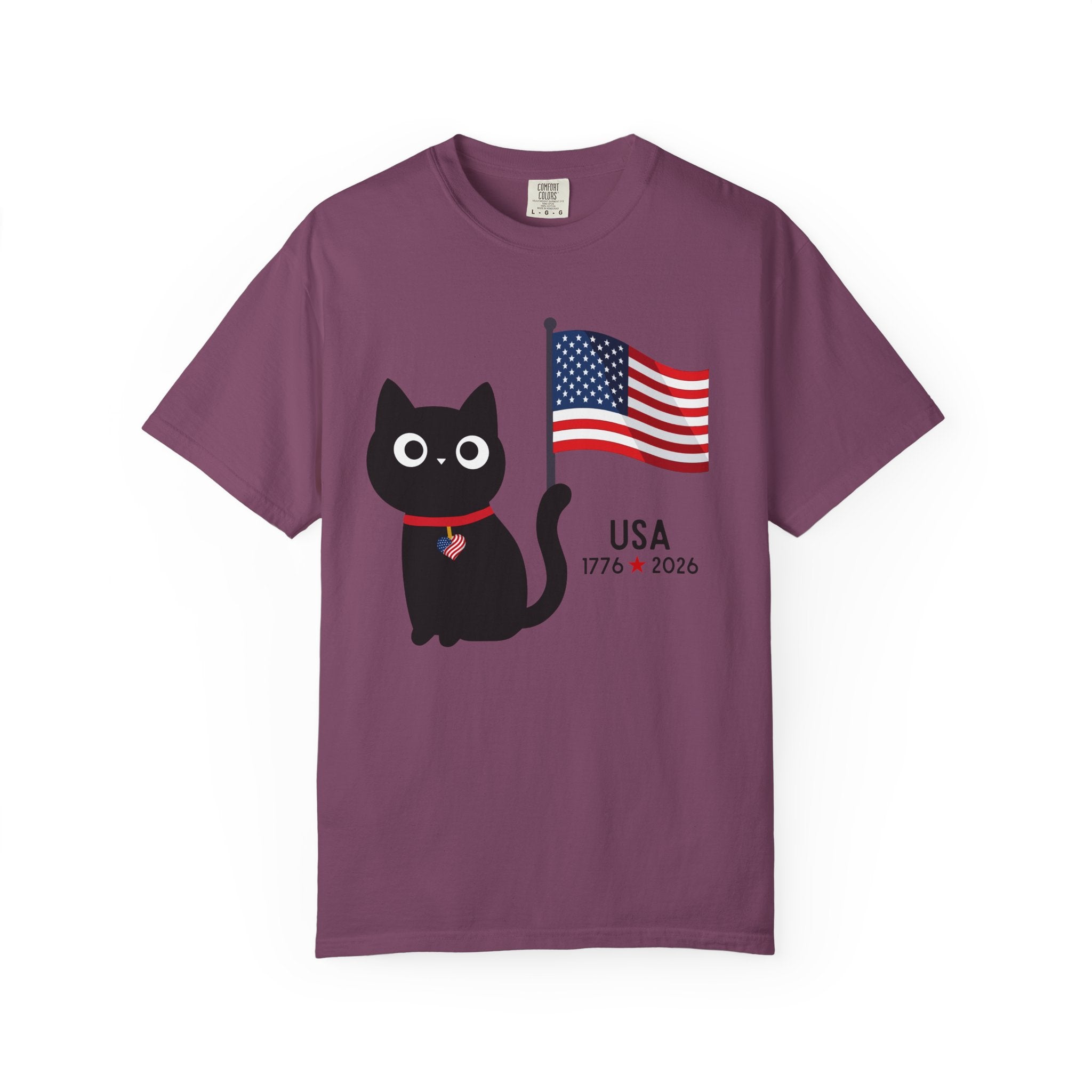 Patriotic Cat USA T-Shirt – 1776 • 2026 Flag Tee