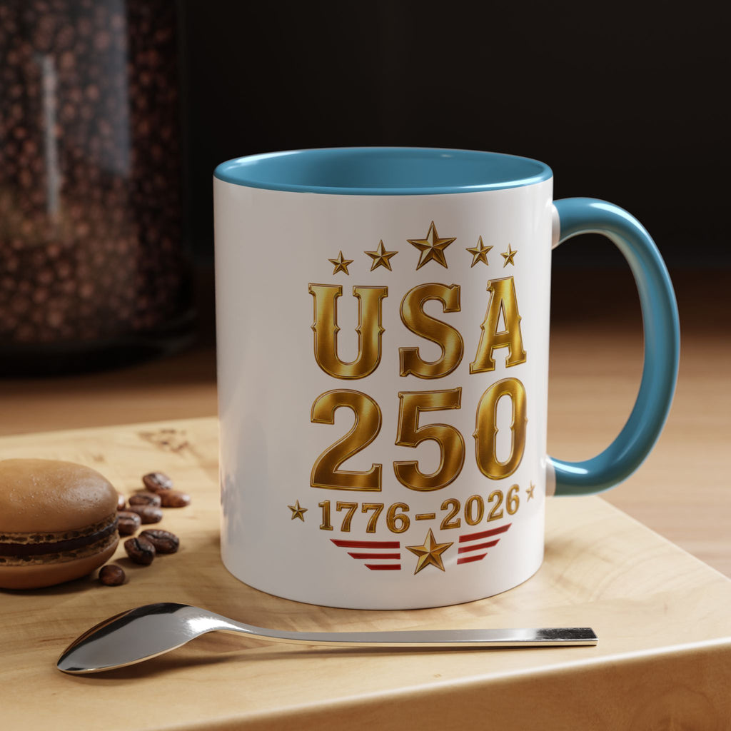 USA 250th Anniversary Coffee Mug – 1776–2026 Patriotic Accent Mug