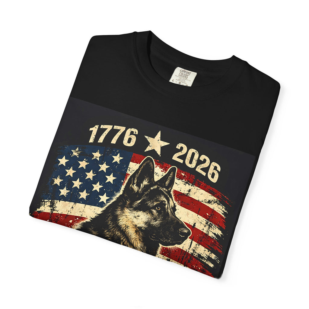USA 250 Anniversary T-Shirt — 1776-2026 Patriotic German Shepherd Tee