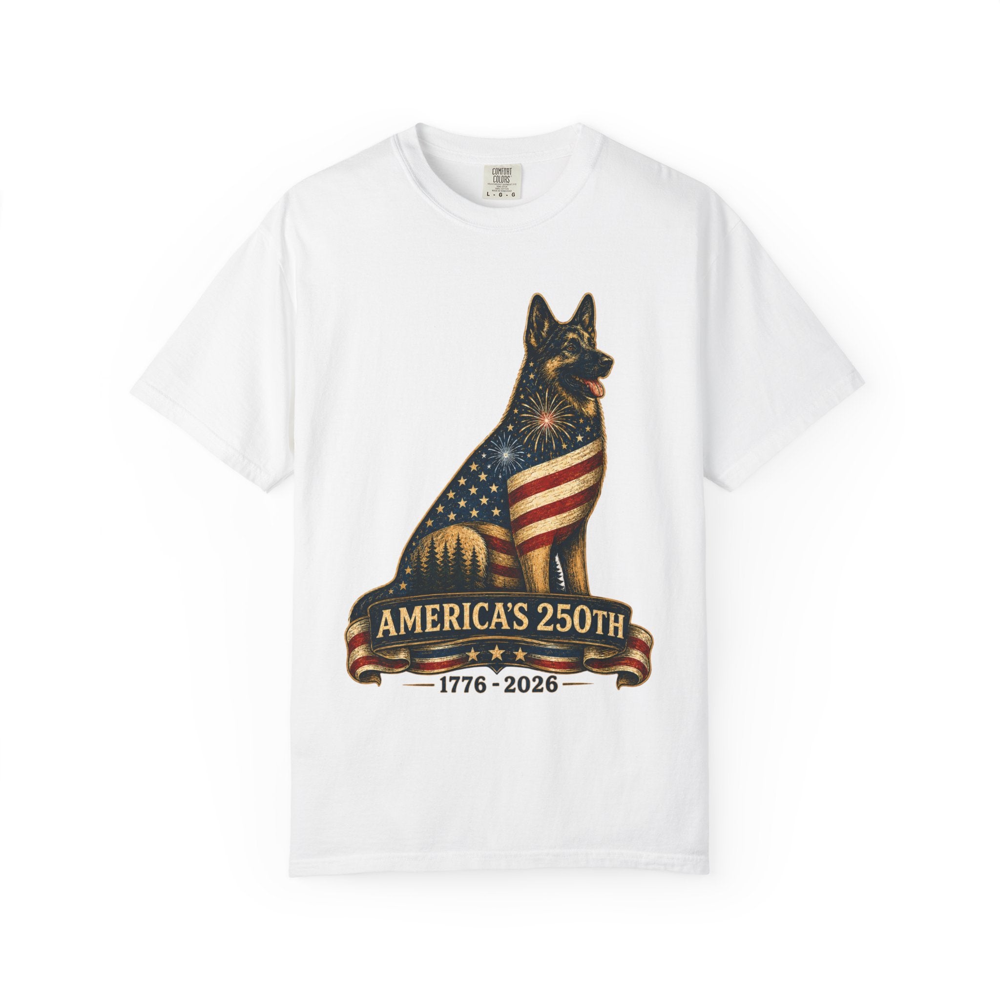 America's 250th German Shepherd T‑Shirt — 1776–2026 Patriotic Dog Tee