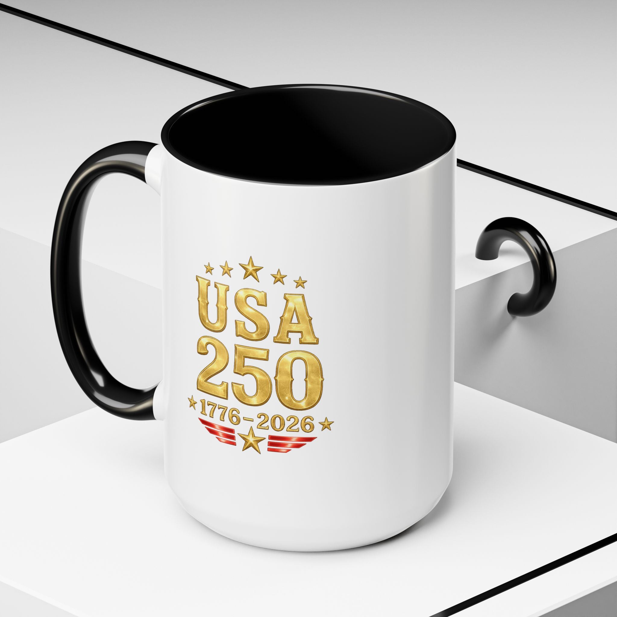 Patriotic Black Cat Accent Coffee Mug (11/15oz)