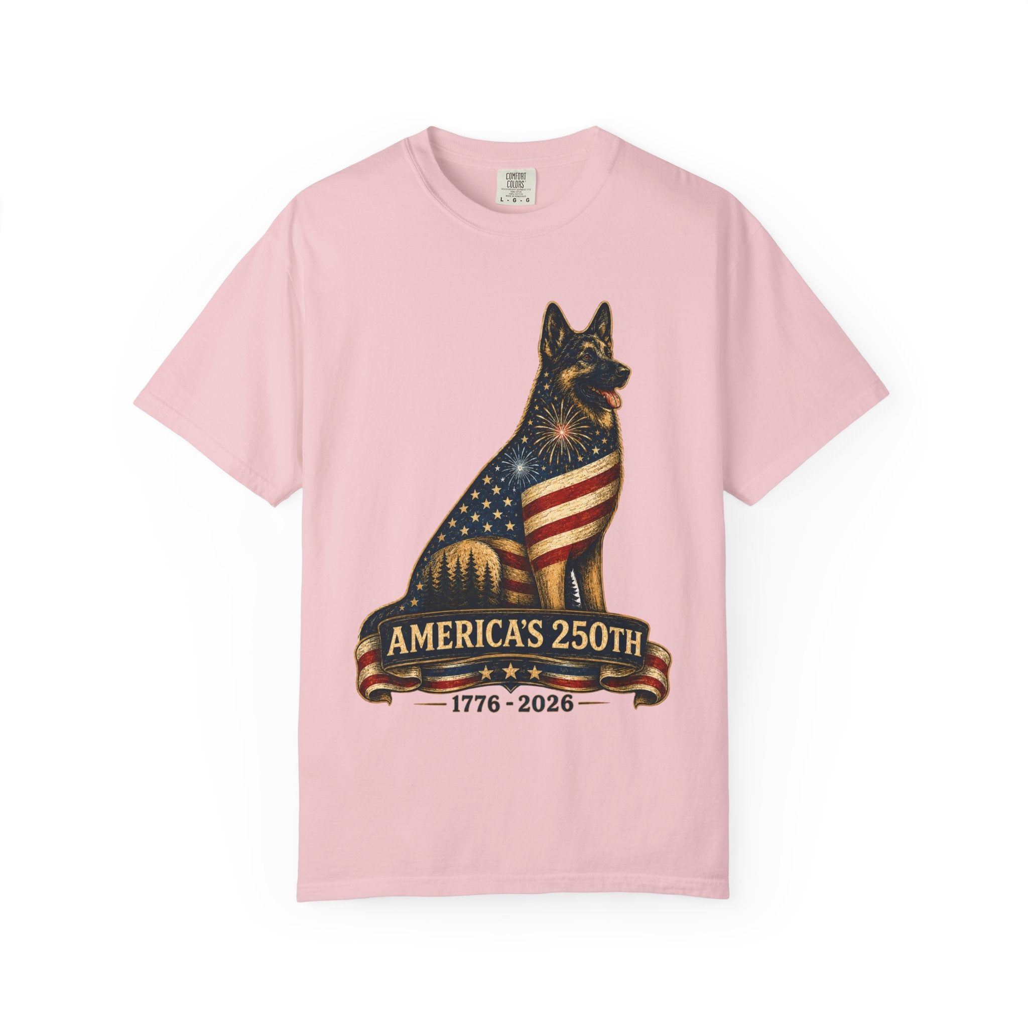 America's 250th German Shepherd T‑Shirt — 1776–2026 Patriotic Dog Tee