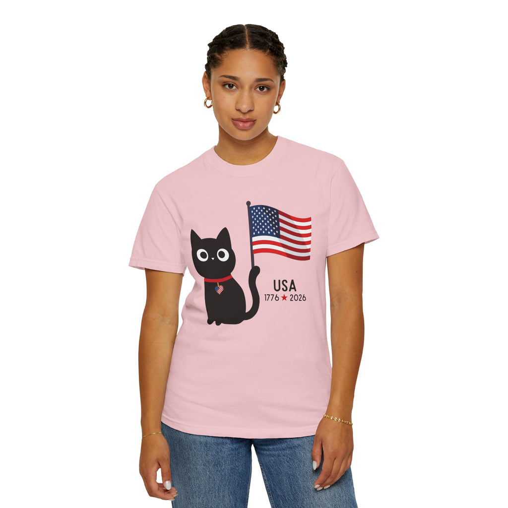 Patriotic Cat USA T-Shirt – 1776 • 2026 Flag Tee