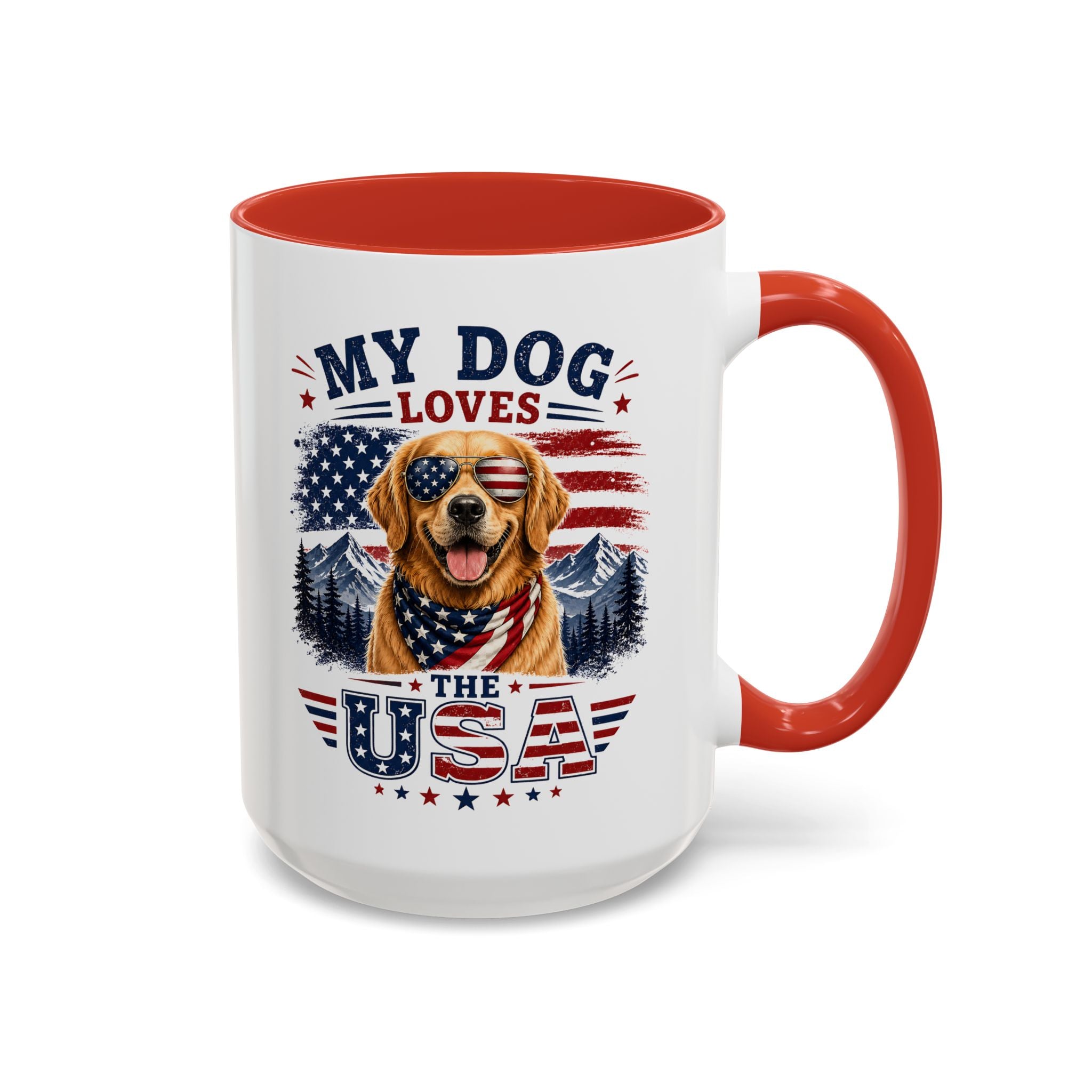 My Dog Loves the USA Accent Coffee Mug — Patriotic Dog Lover Gift