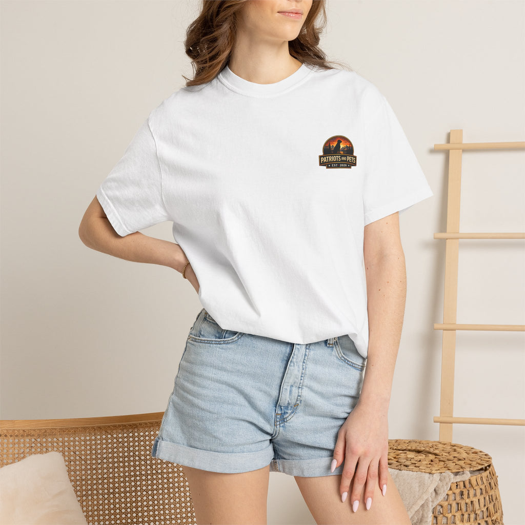 Patriots and Pets T-Shirt – 1776–2026 American Flag & Dog Tribute Tee