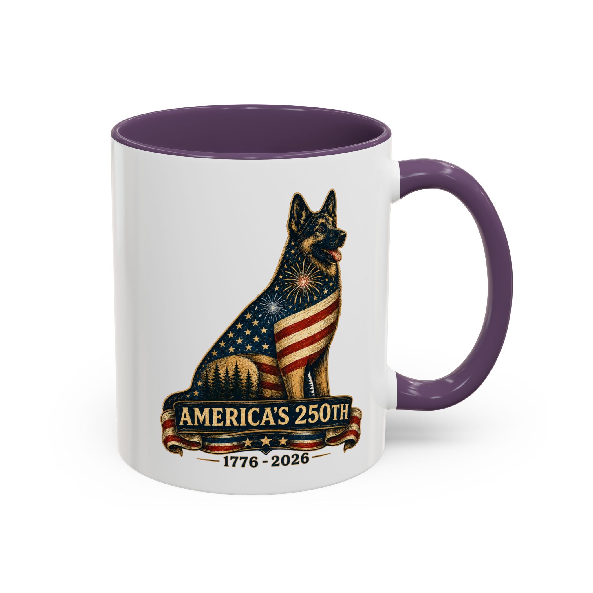 America 250 Patriotic German Shepherd Accent Coffee Mug (11/15oz)