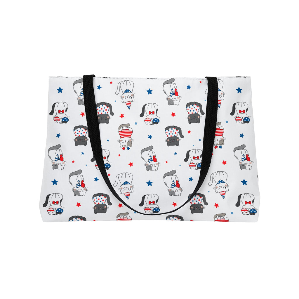 Patriots and Pets Weekender Tote — 4th of July Cat Print Beach Bag