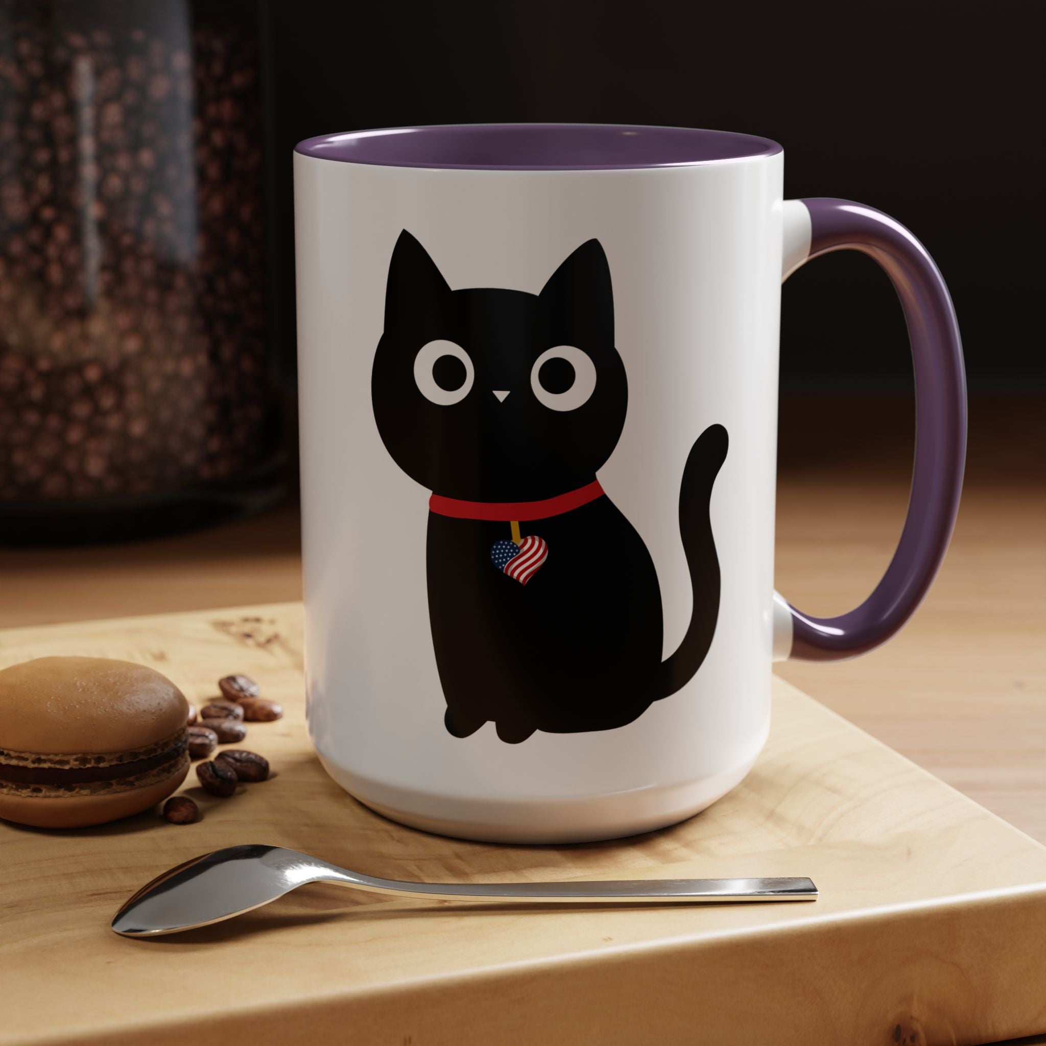 Patriotic Black Cat Accent Coffee Mug (11/15oz)