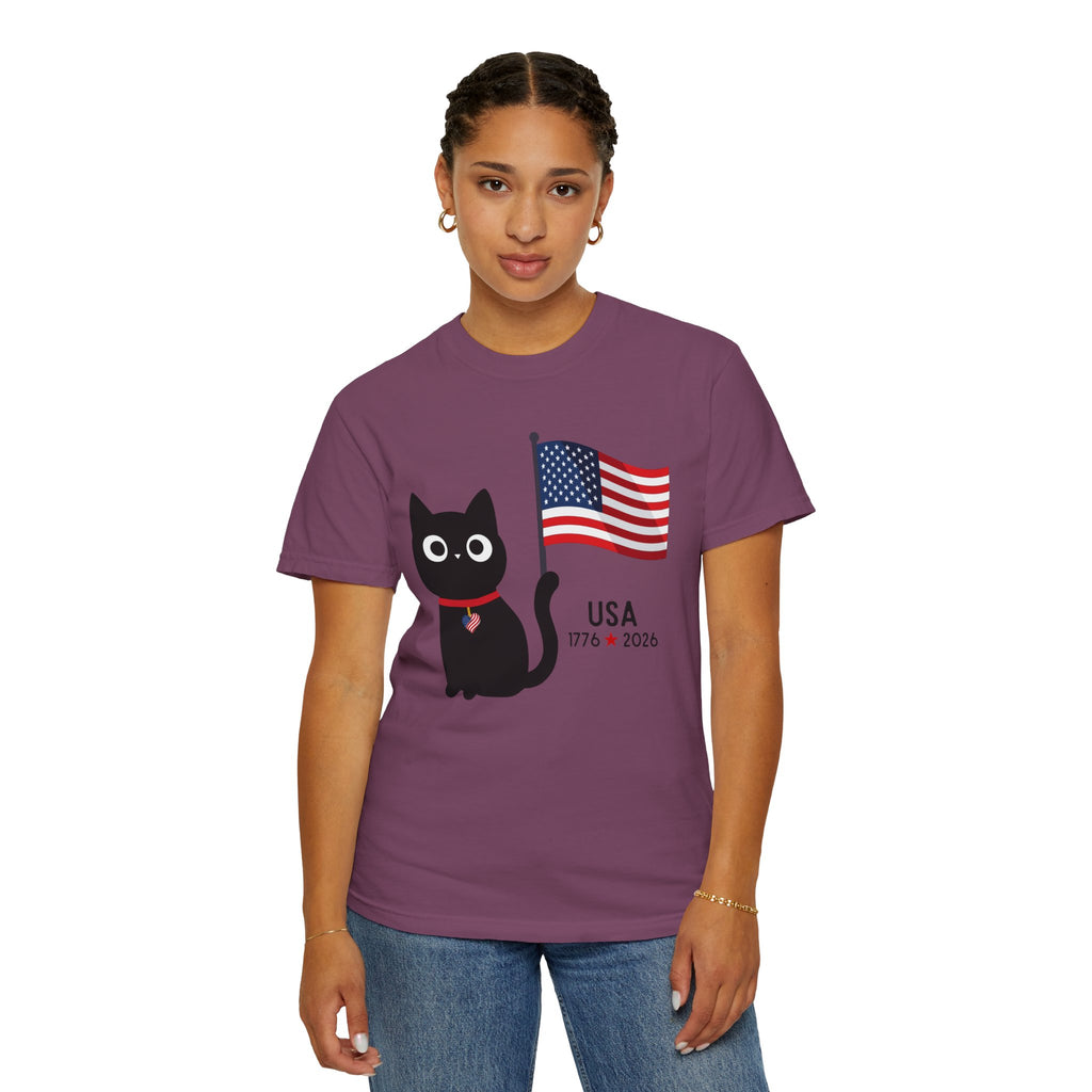 Patriotic Cat USA T-Shirt – 1776 • 2026 Flag Tee