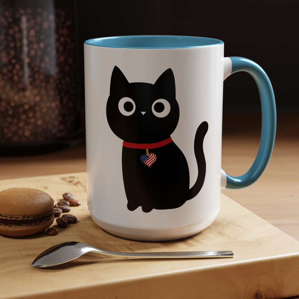 Patriotic Black Cat Accent Coffee Mug (11/15oz)