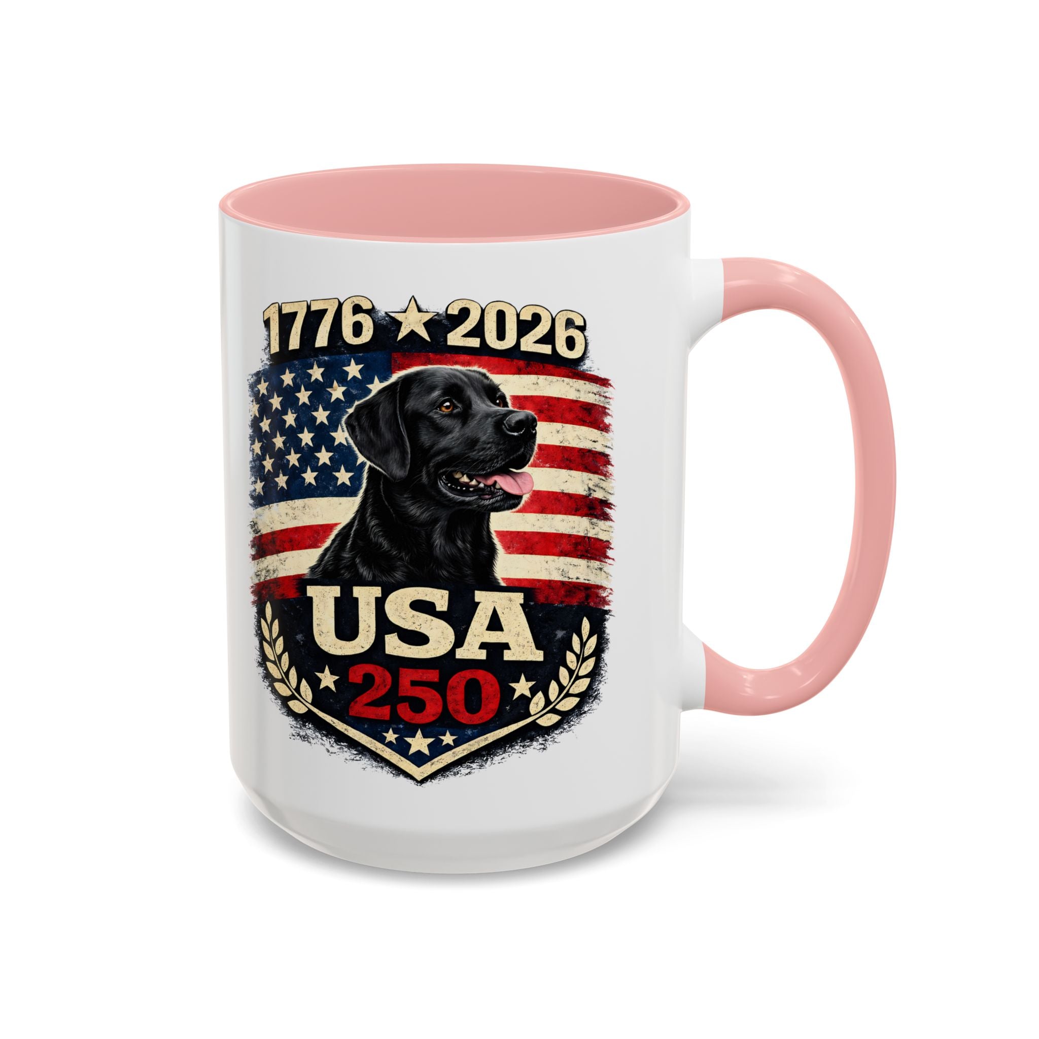 USA 250 Black Lab Coffee Mug — 1776–2026 Patriotic 11/15oz Accent Mug