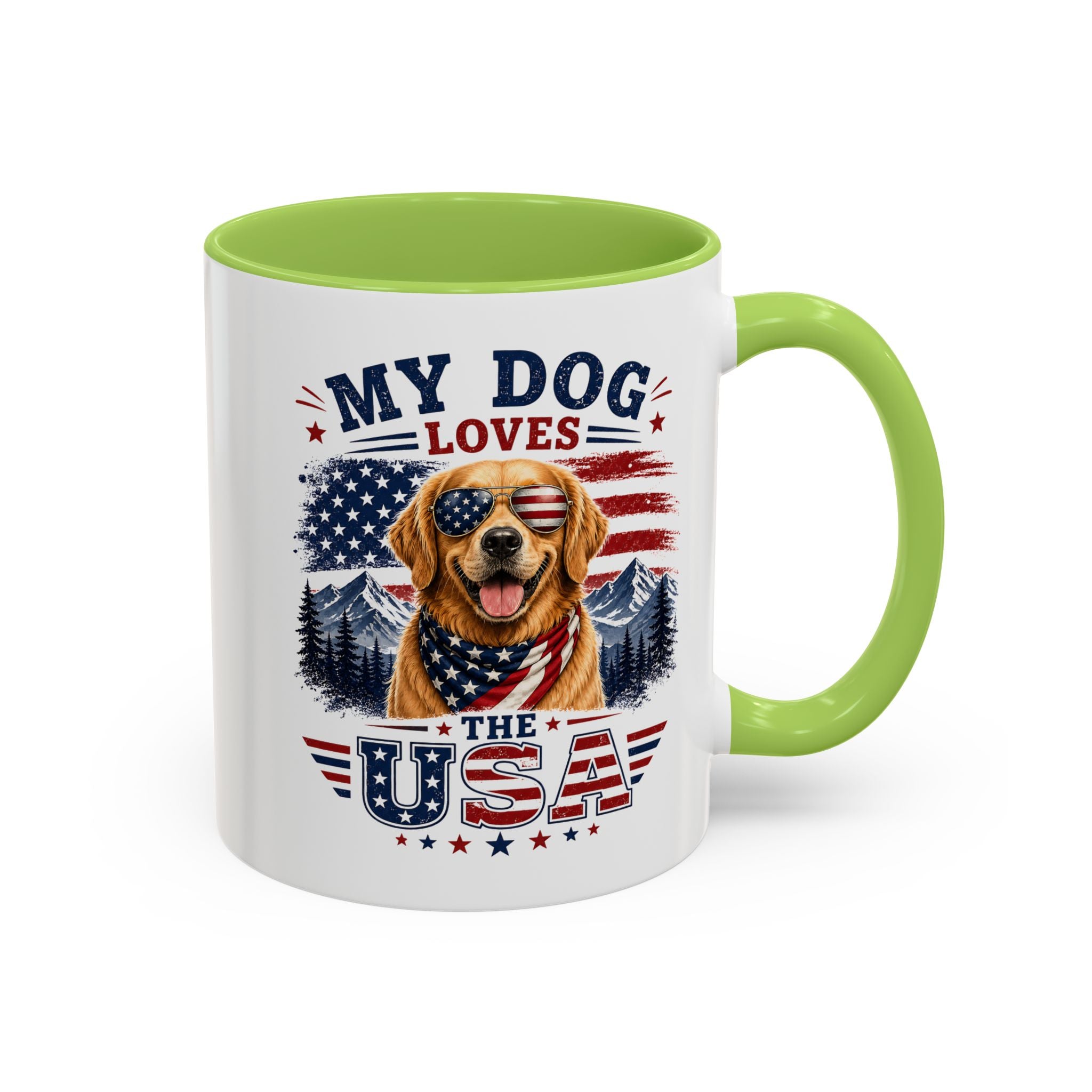 My Dog Loves the USA Accent Coffee Mug — Patriotic Dog Lover Gift