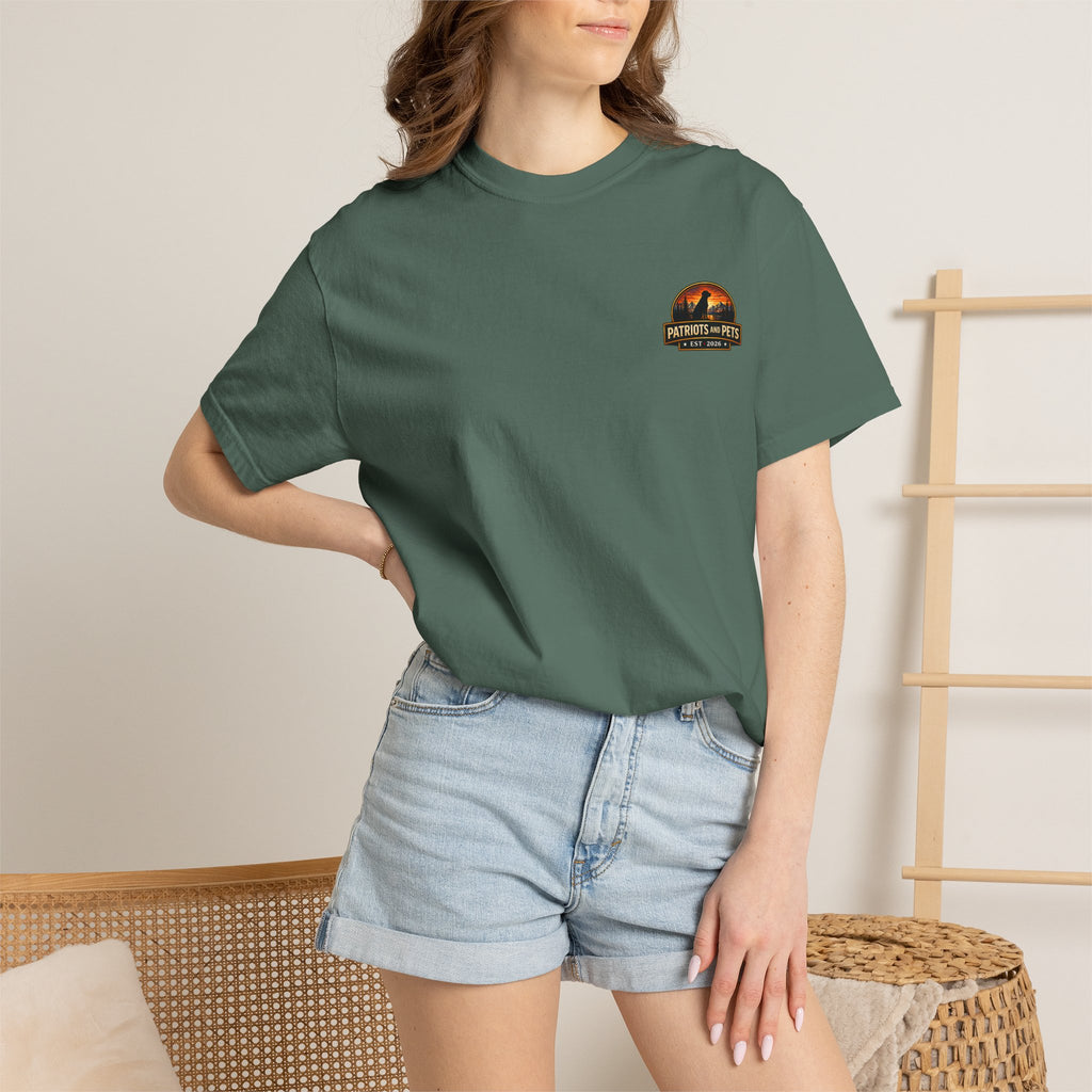 Patriots and Pets T-Shirt – 1776–2026 American Flag & Dog Tribute Tee