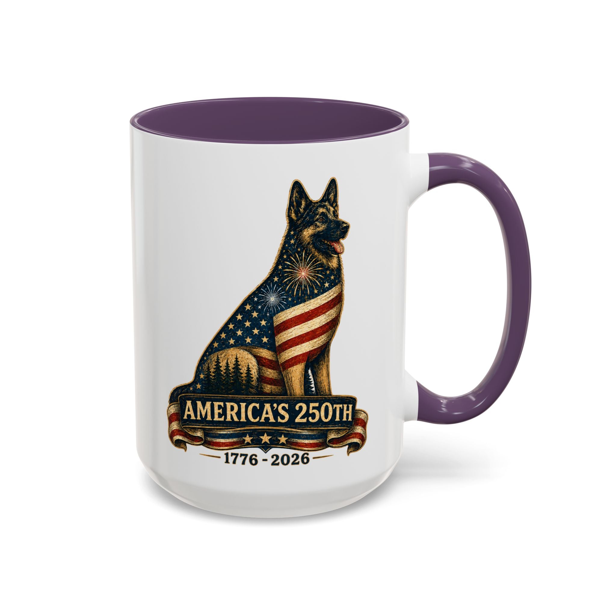 America 250 Patriotic German Shepherd Accent Coffee Mug (11/15oz)