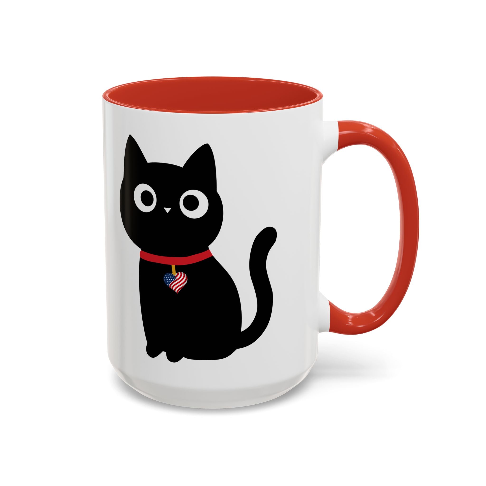 Patriotic Black Cat Accent Coffee Mug (11/15oz)